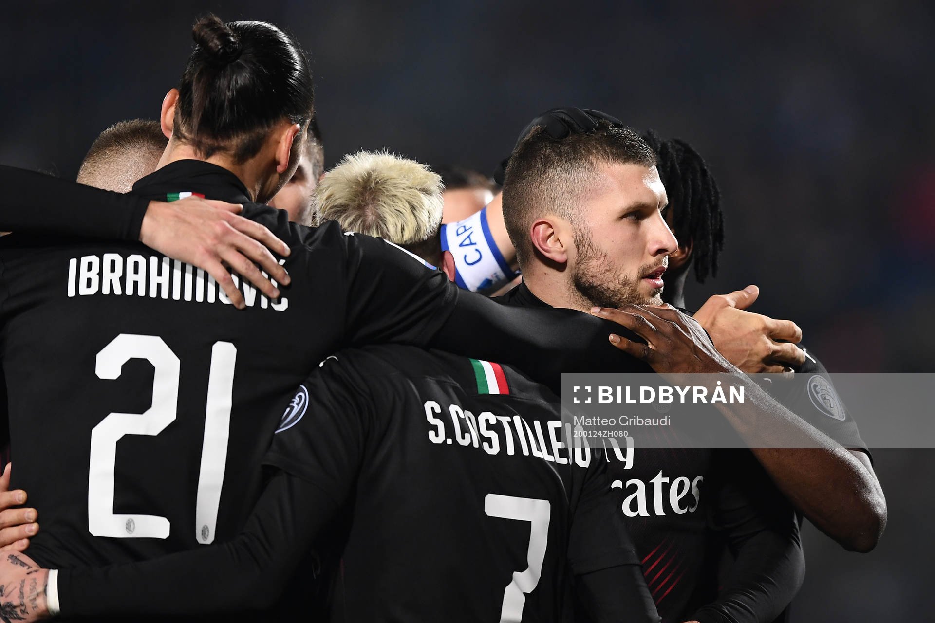 Zlatan Ibrahimovic of Milan celebrates during the Serie A game between Brescia and Milan on January 24, 2020 in Milano.
