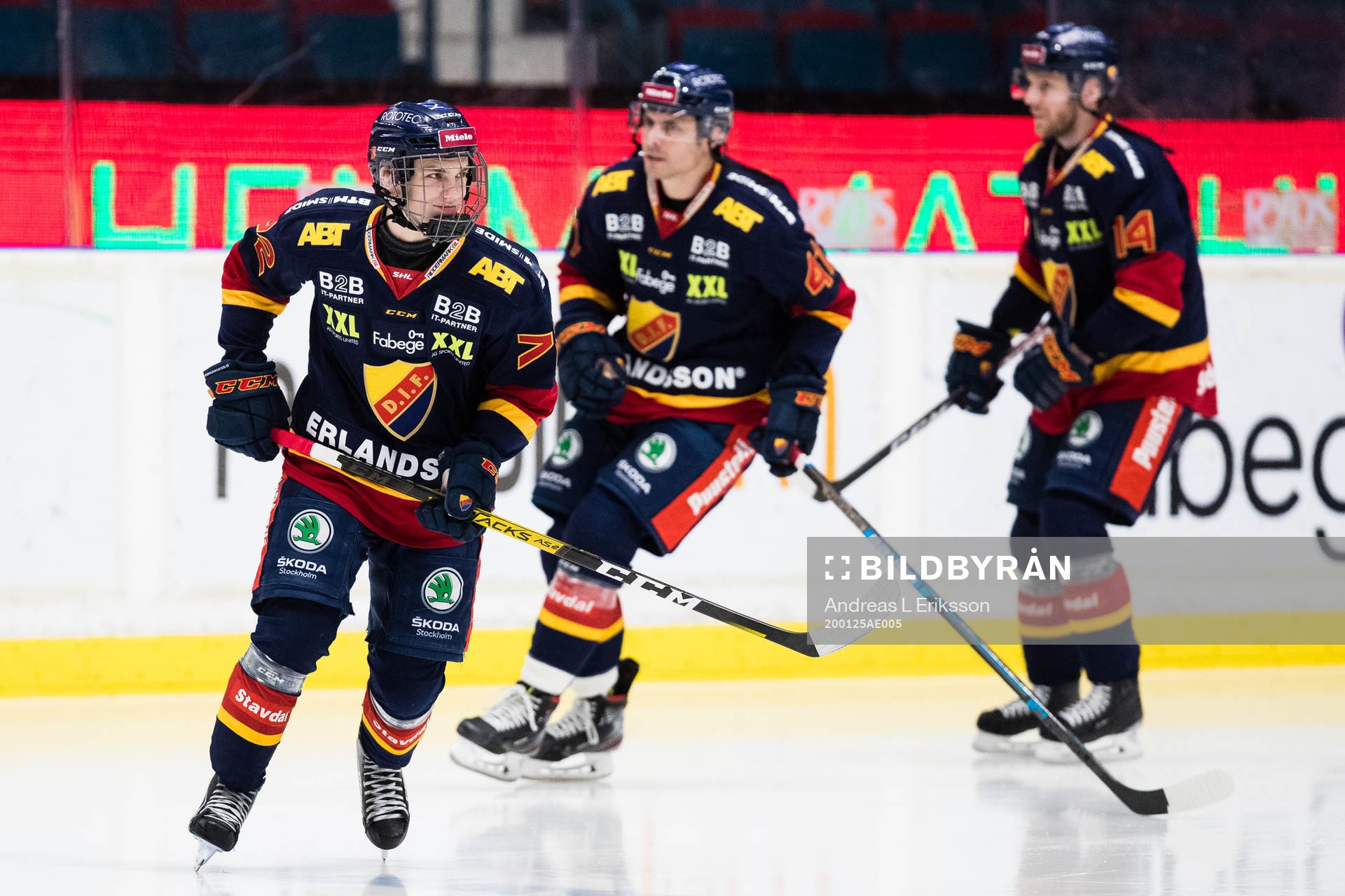 Djurgårdens William Eklund, Daniel Widing och Tom Wandell