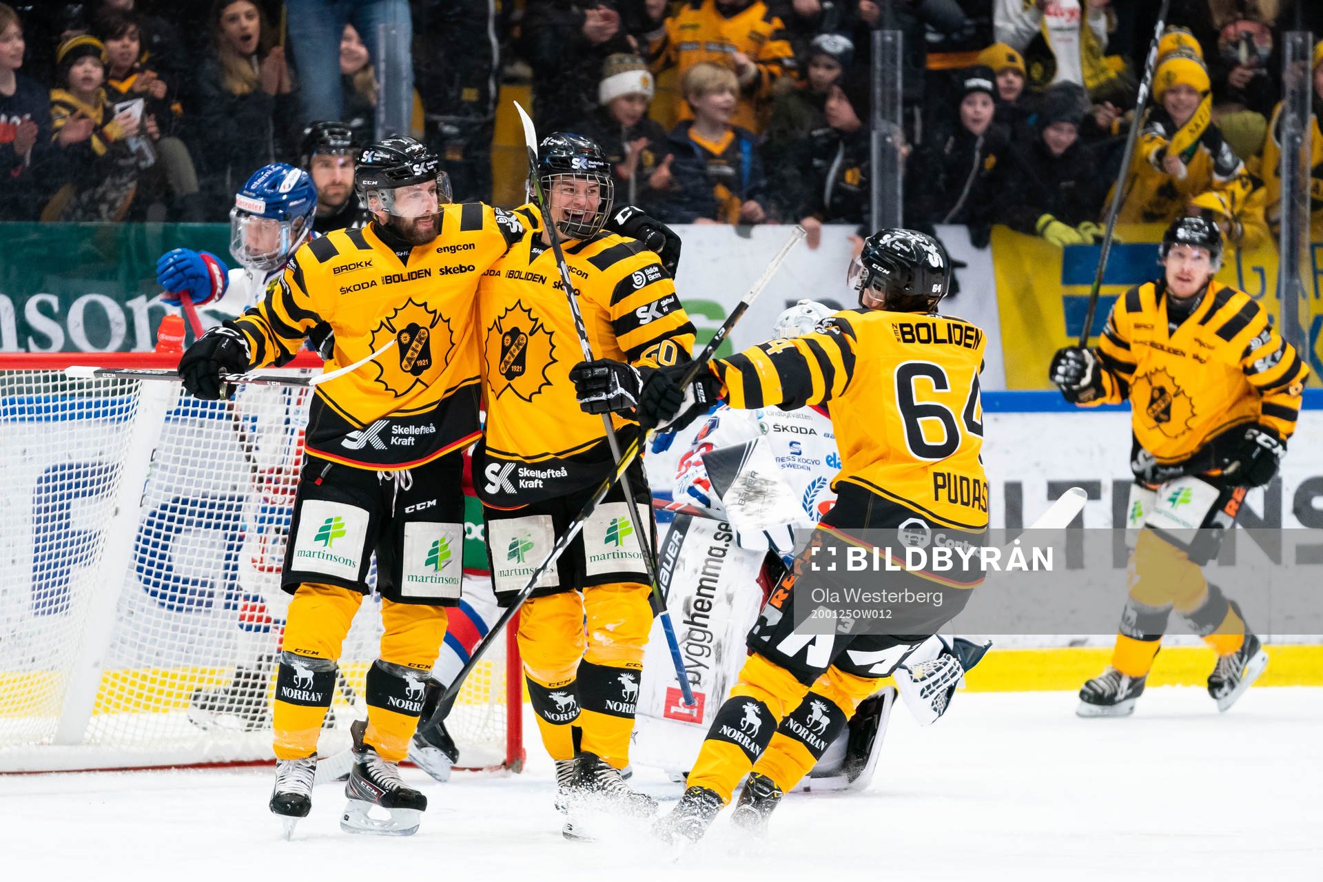 Skellefteås Simon Robertsson, Jonathan Pudas och Tom Pyatt
