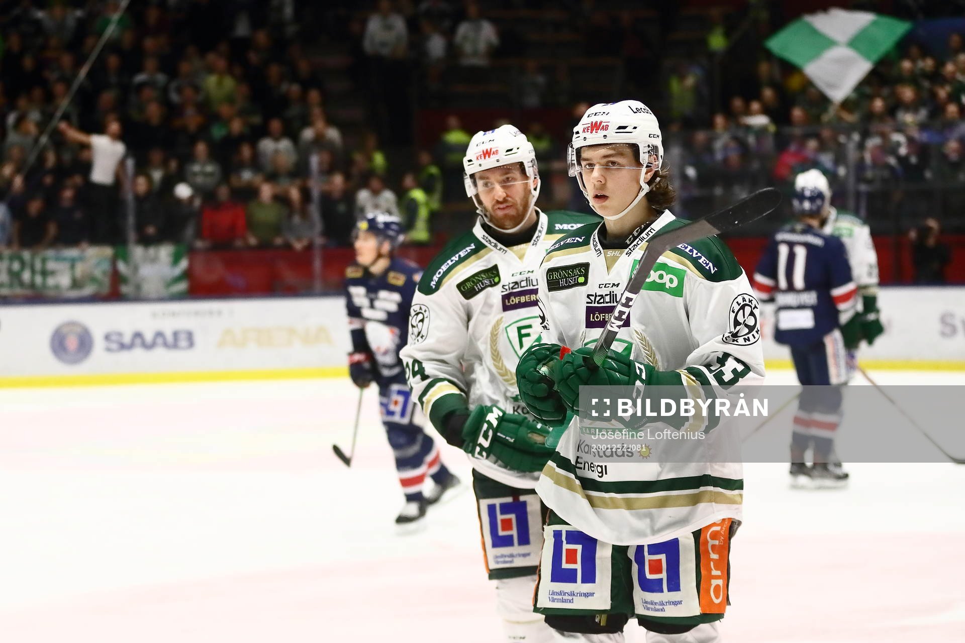 Färjestads Jonathon Blum och Albert Johansson