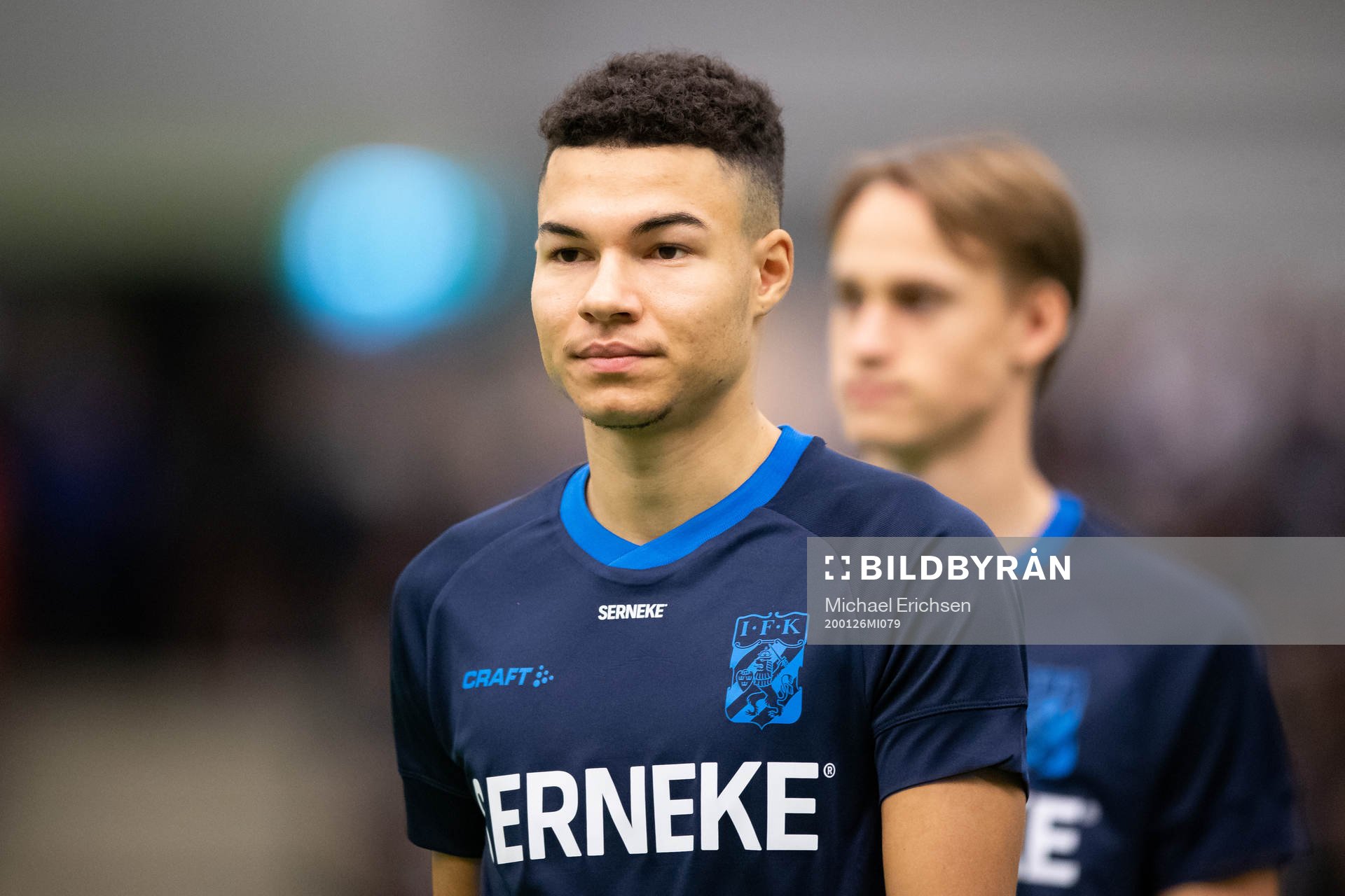 IFK Göteborgs Alexander Jallow innan träningsmatchen i