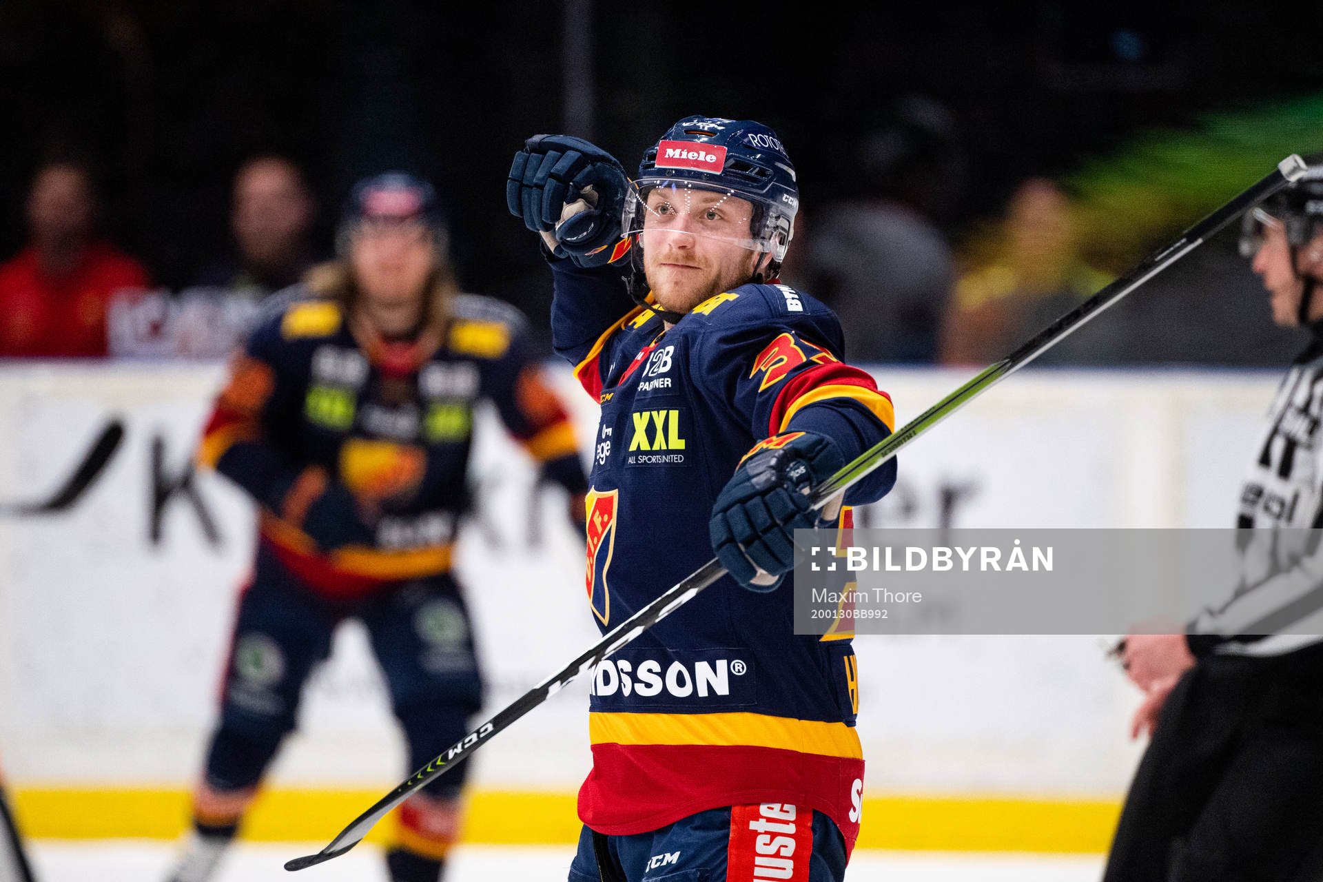 Djurgårdens Linus Hultström jublar