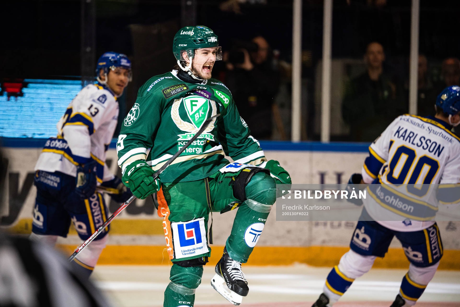 Färjestads Linus Johansson jublar