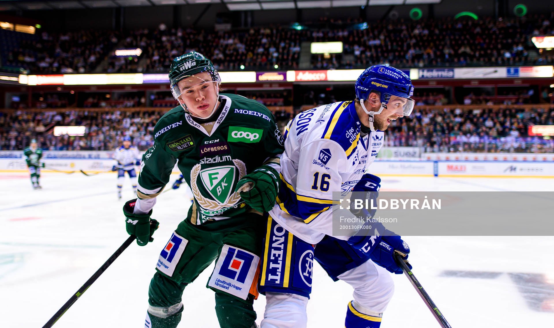 Färjestads Oscar Lawner och Leksands Daniel Gunnarsson