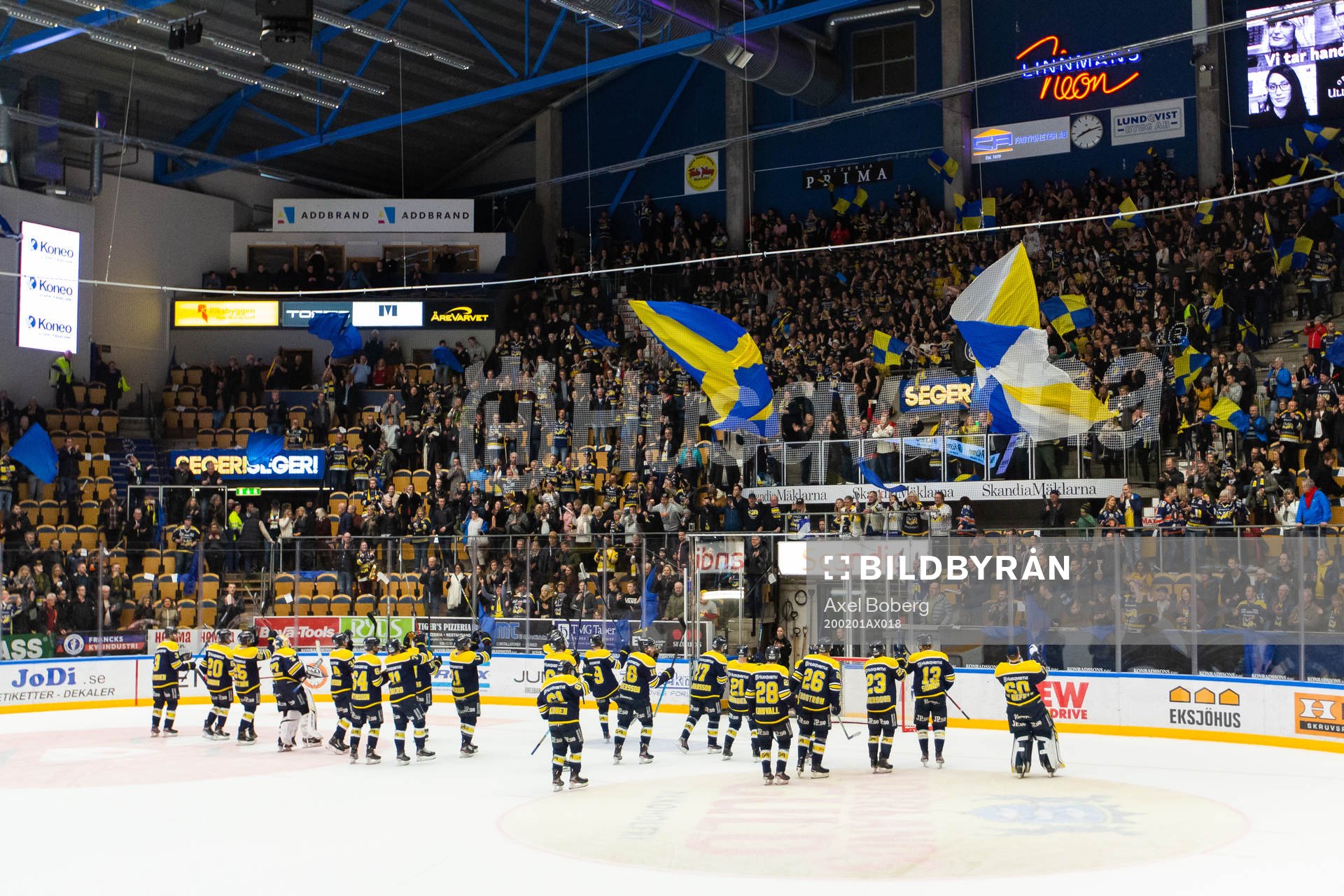 HV71 jublar mot supportrarna