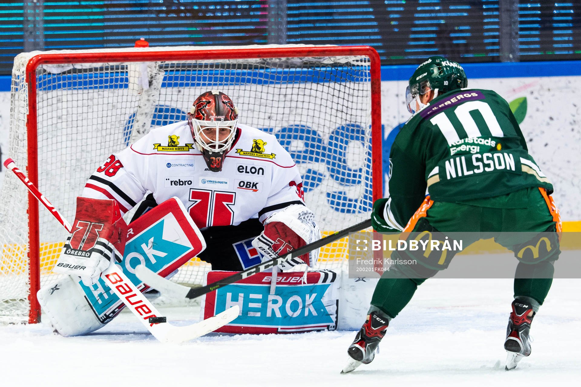 Örebros målvakt Dominik Furch och Färjestads Marcus
