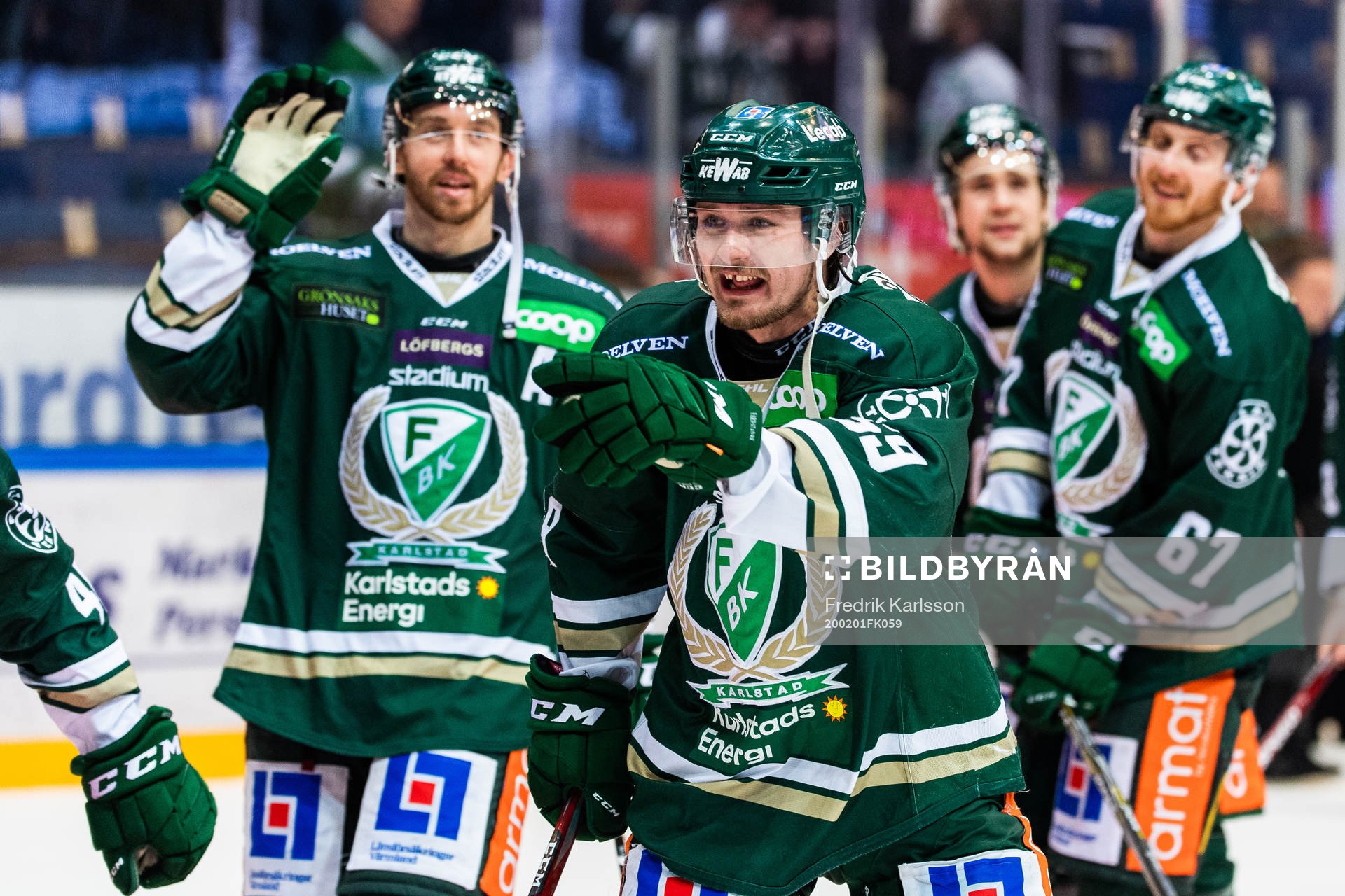 Färjestads Linus Johansson jublar