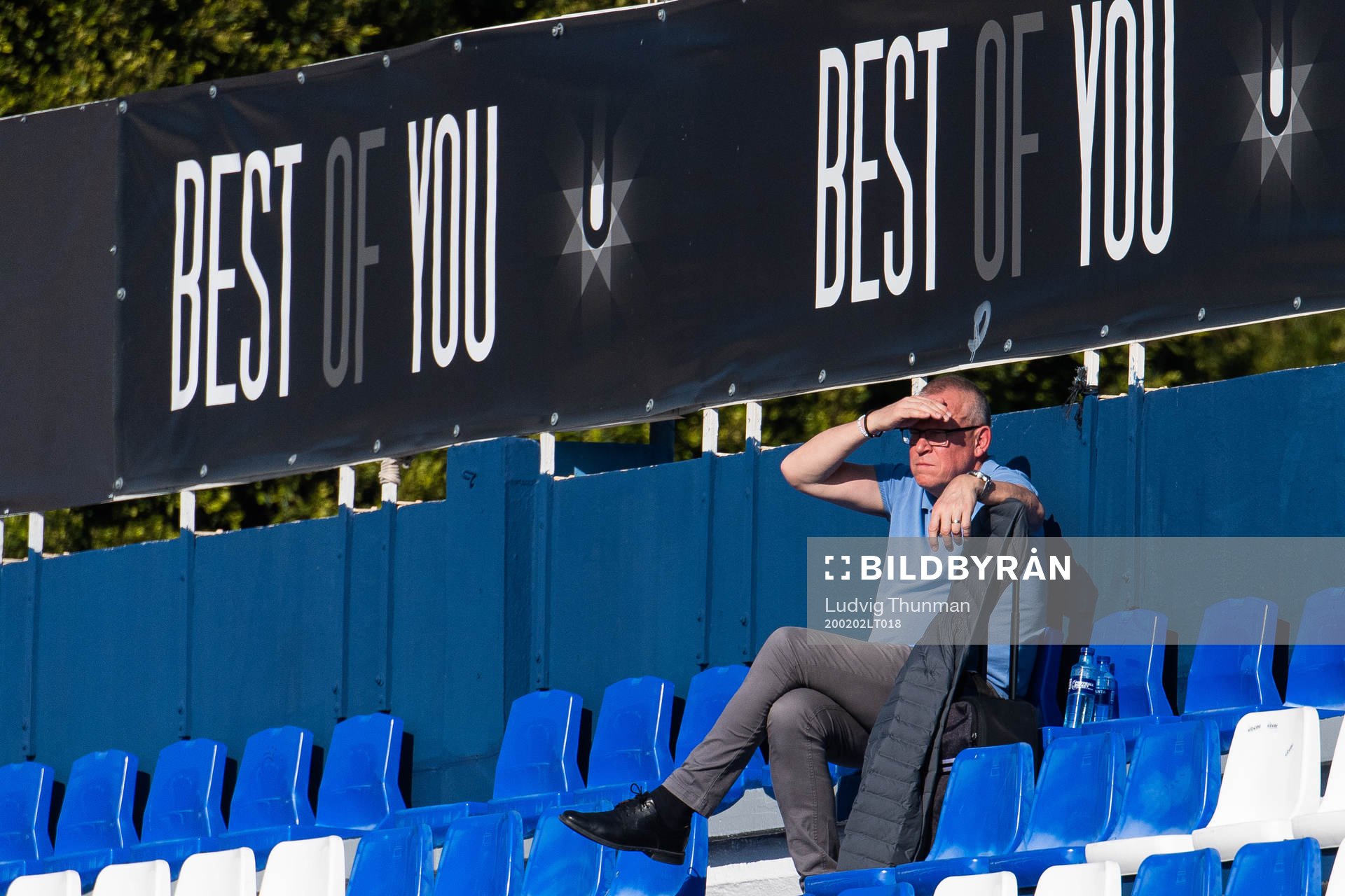 Janne Andersson, head cosch of Sweden, in the stands