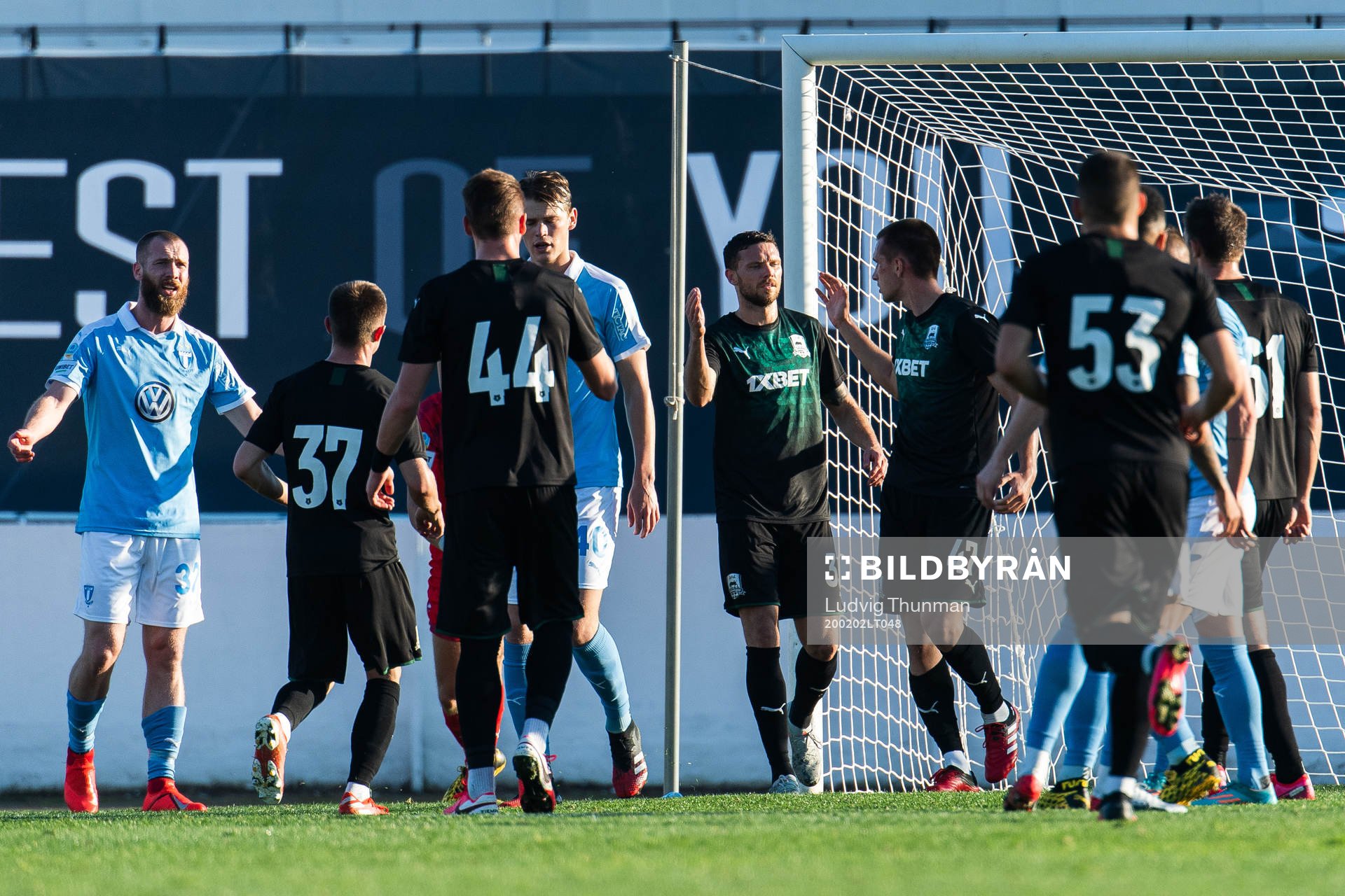 Marcus Berg of Krasnodar celebrates with team mates