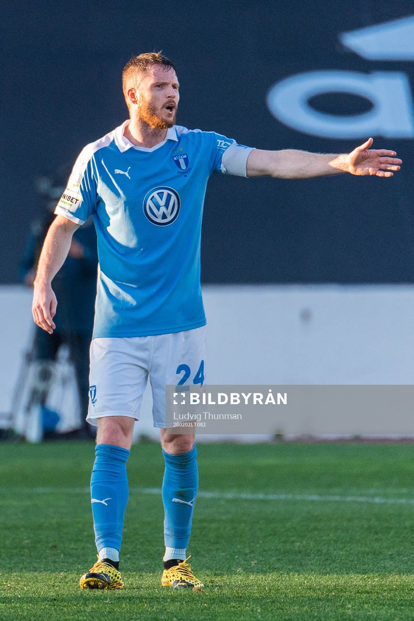 Lasse Nielsen of Malmö FF reacts