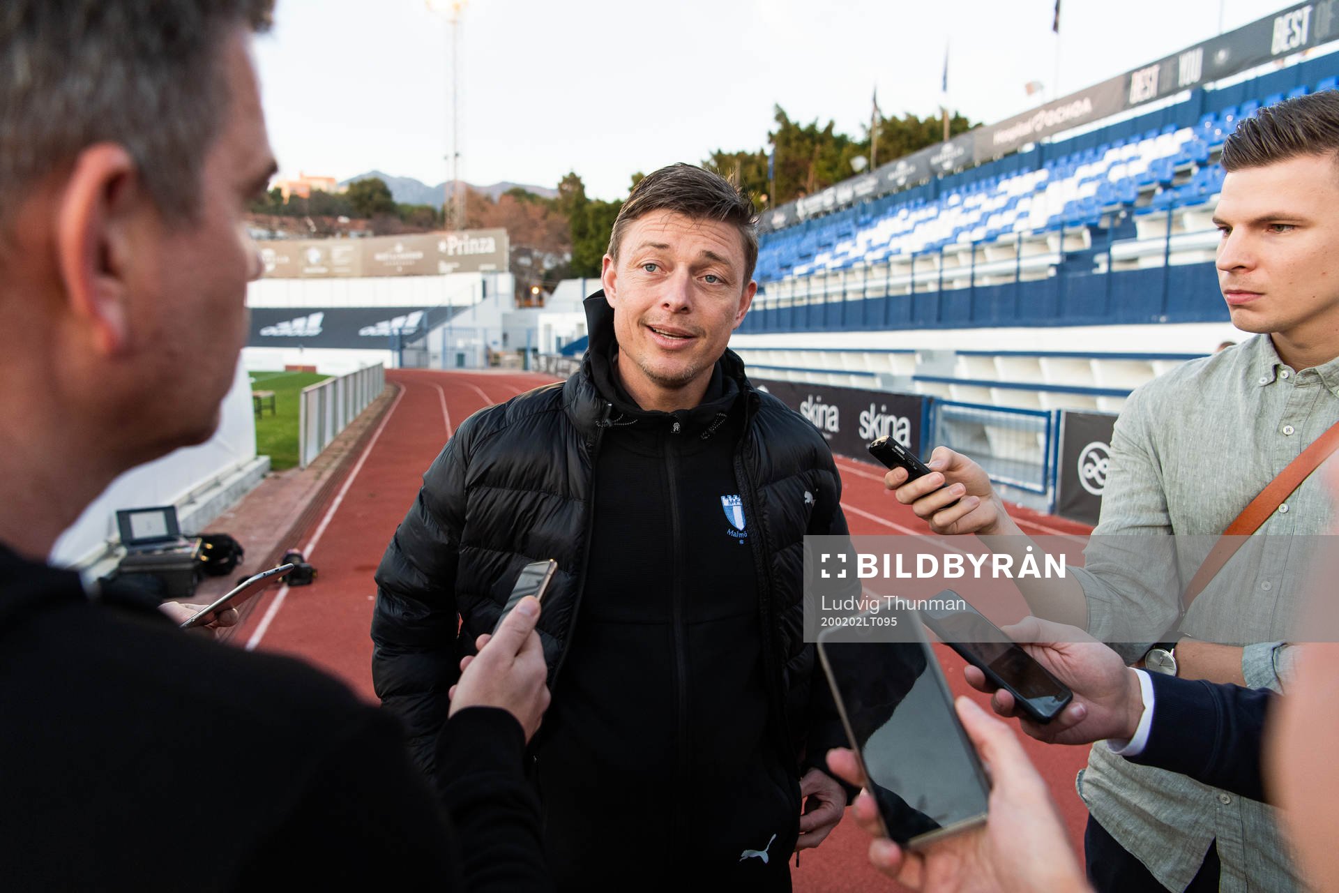 Jon Dahl Tomasson, head coach of Malmö FF, i s interviewed