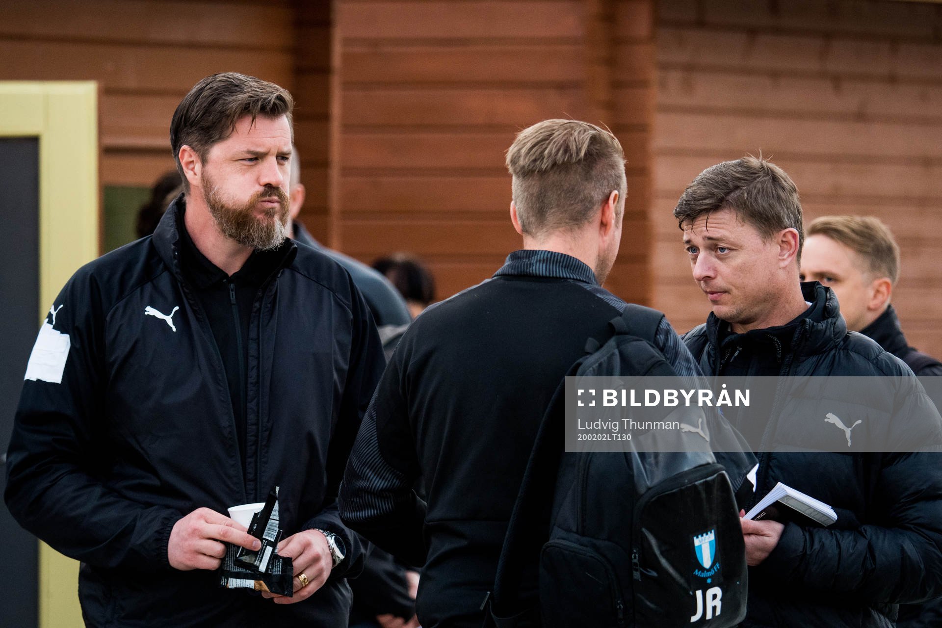 Doctor Ola Svejme, fysio Jesper Robertsson and head coach Jon Dahl Tomasson during the friendly match between Malmö FF and Sparta Prague on February 6, 2020 in Marbella.
