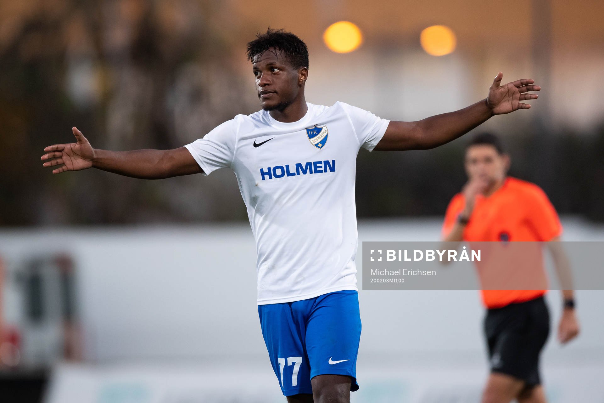Manasse Kusu of Norrköping celebrates