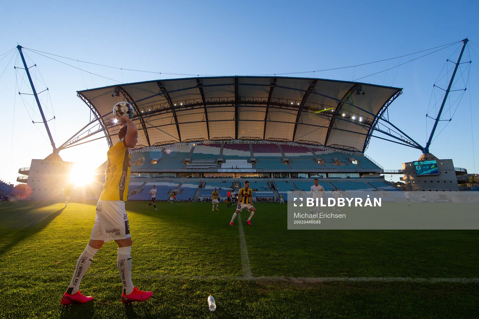 Adam Andersson with a throw in during The Atlantic Cup match between AGF Aarhus and Häcken on February 4, 2020 in Algarve.