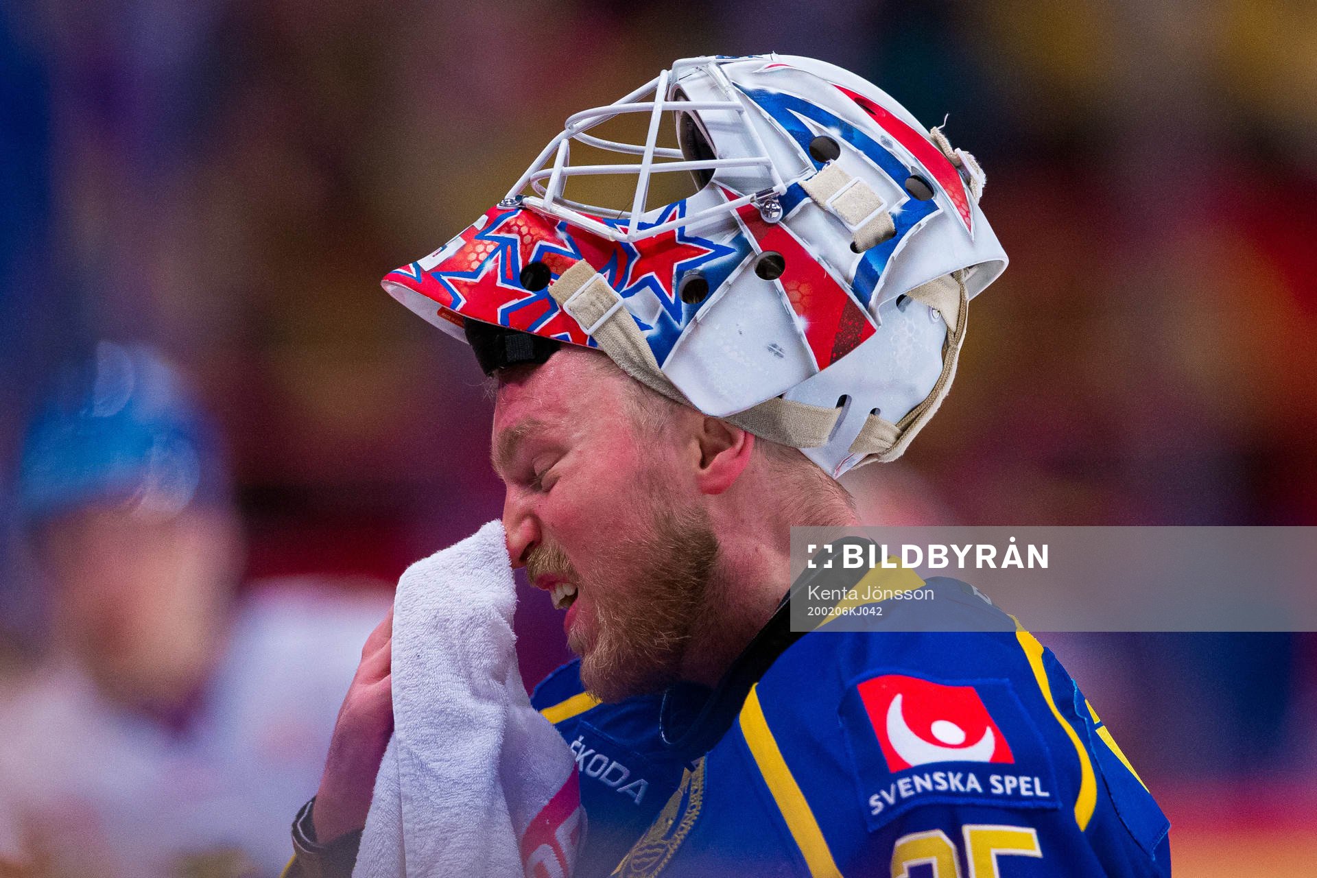 goaltender Magnus Hellberg of Sweden looks dejected
