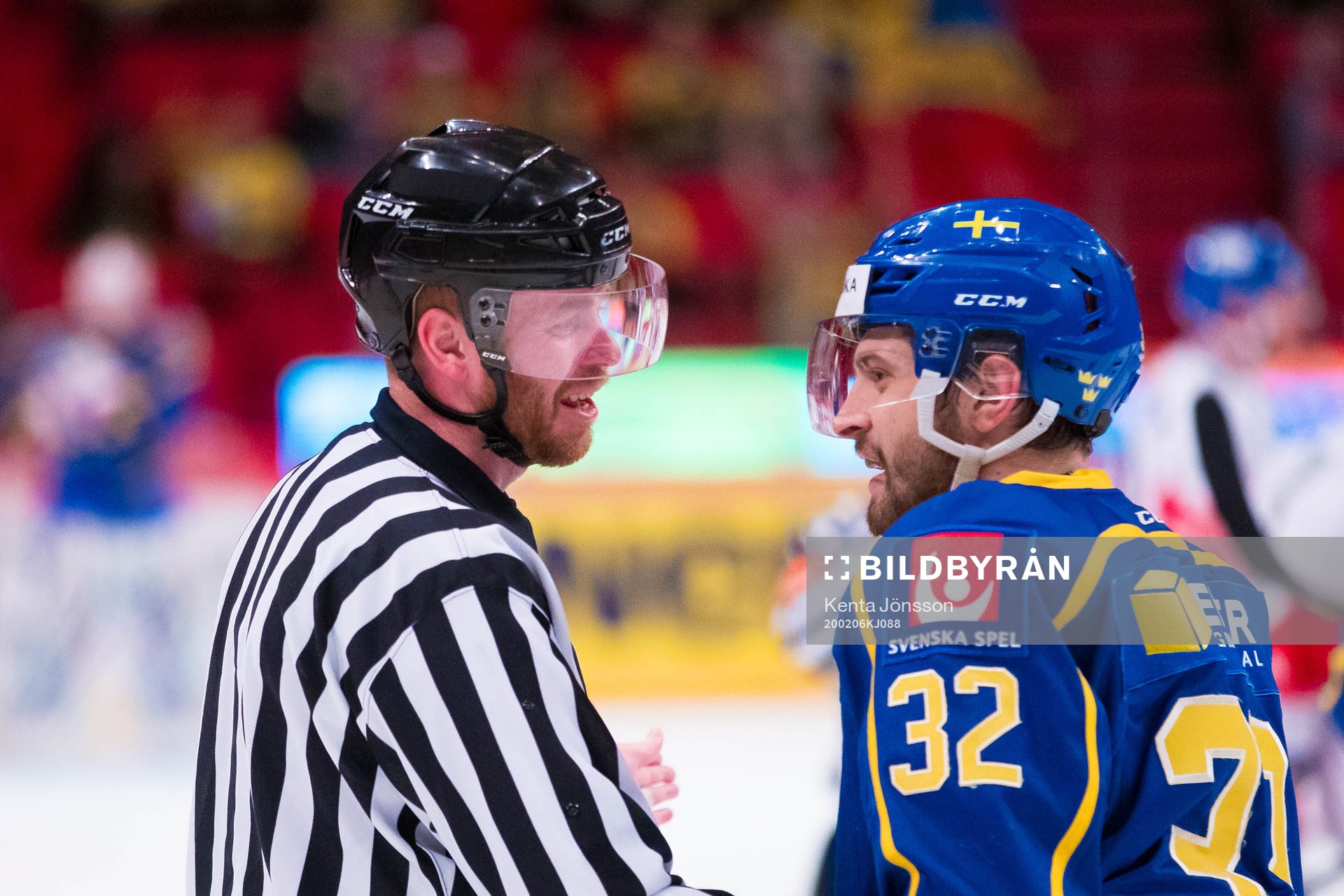 Lukas Bengtsson of Sweden in a discussion with a referee