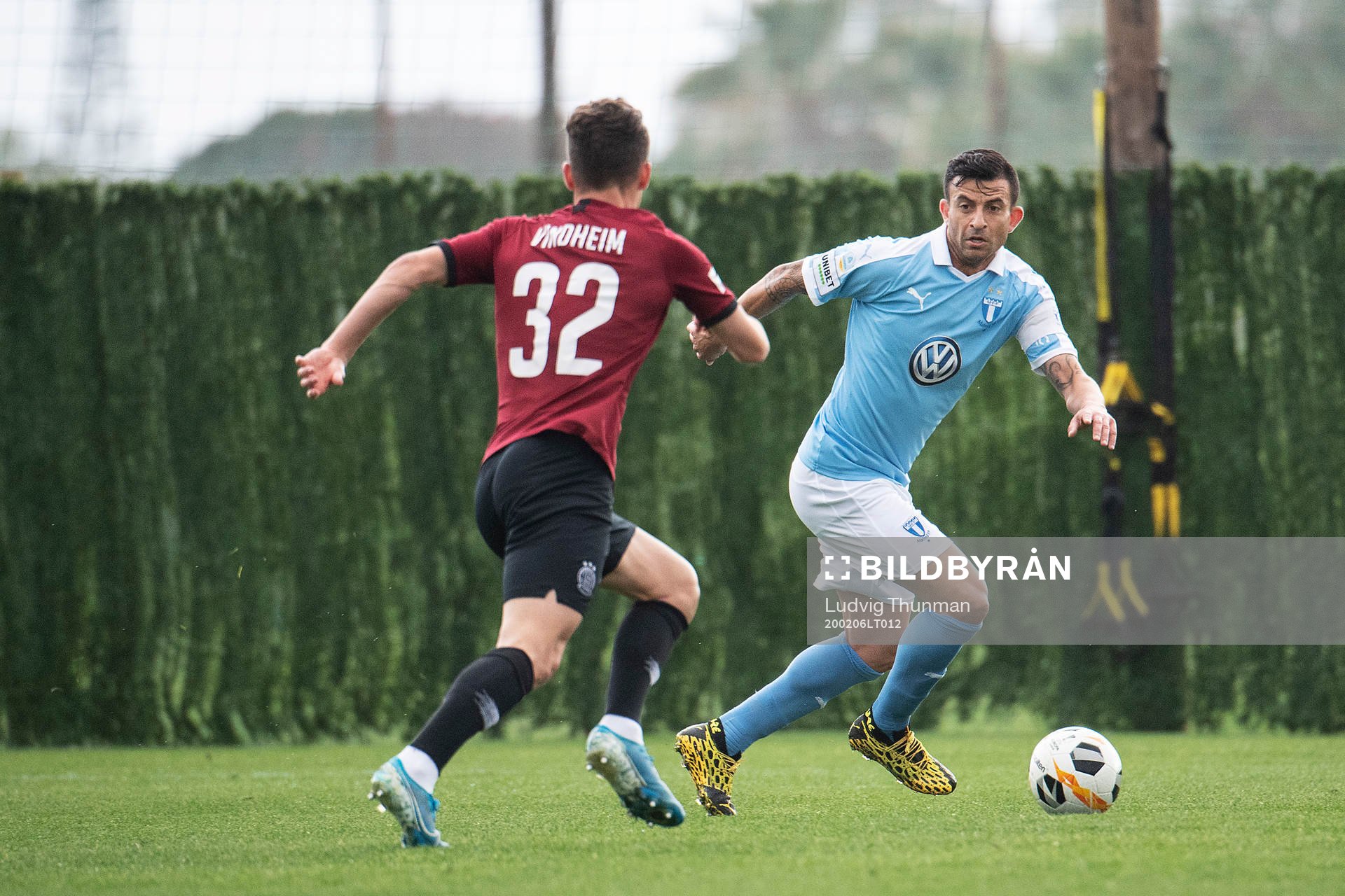 Andreas Vindheim of Sparta Prauge and Behrang Safari of Malmö FF during the friendly match between Malmö FF and Sparta Prague on February 6, 2020 in Marbella.