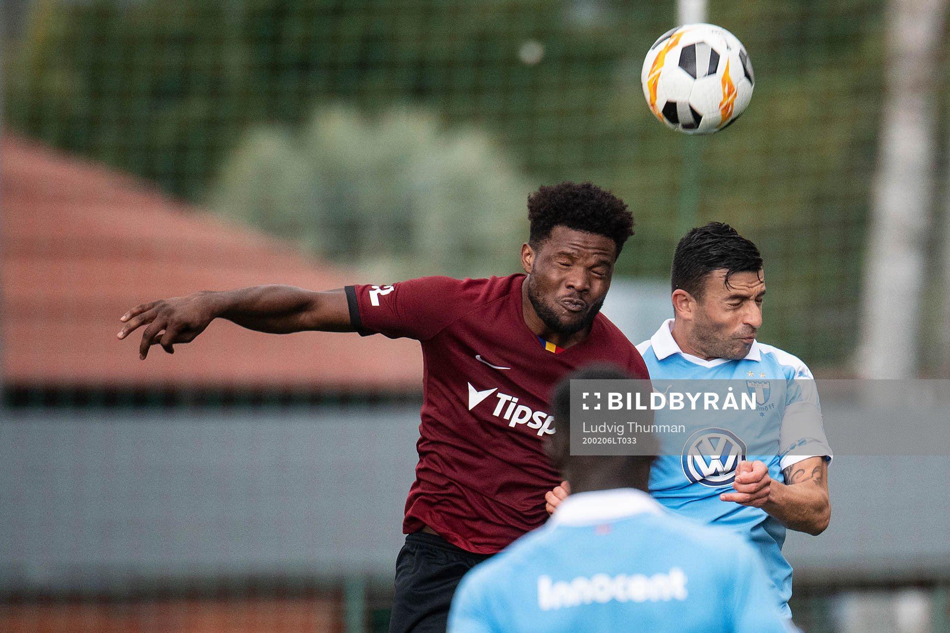 Kaku Kanga of Sparta Prauge and Behrang Safari of Malmö FF during the friendly match between Malmö FF and Sparta Prague on February 6, 2020 in Marbella.