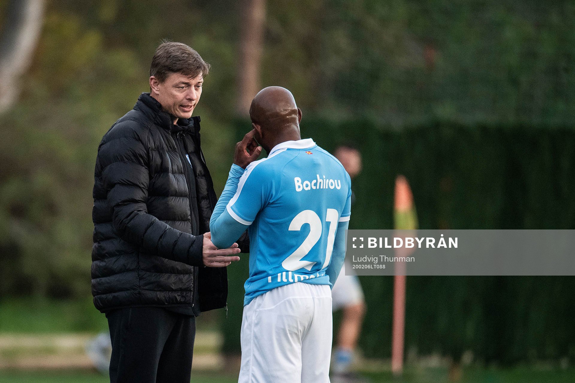 Jon Dahl Tomasson, head coach and Fouad Bachirou of Malmö