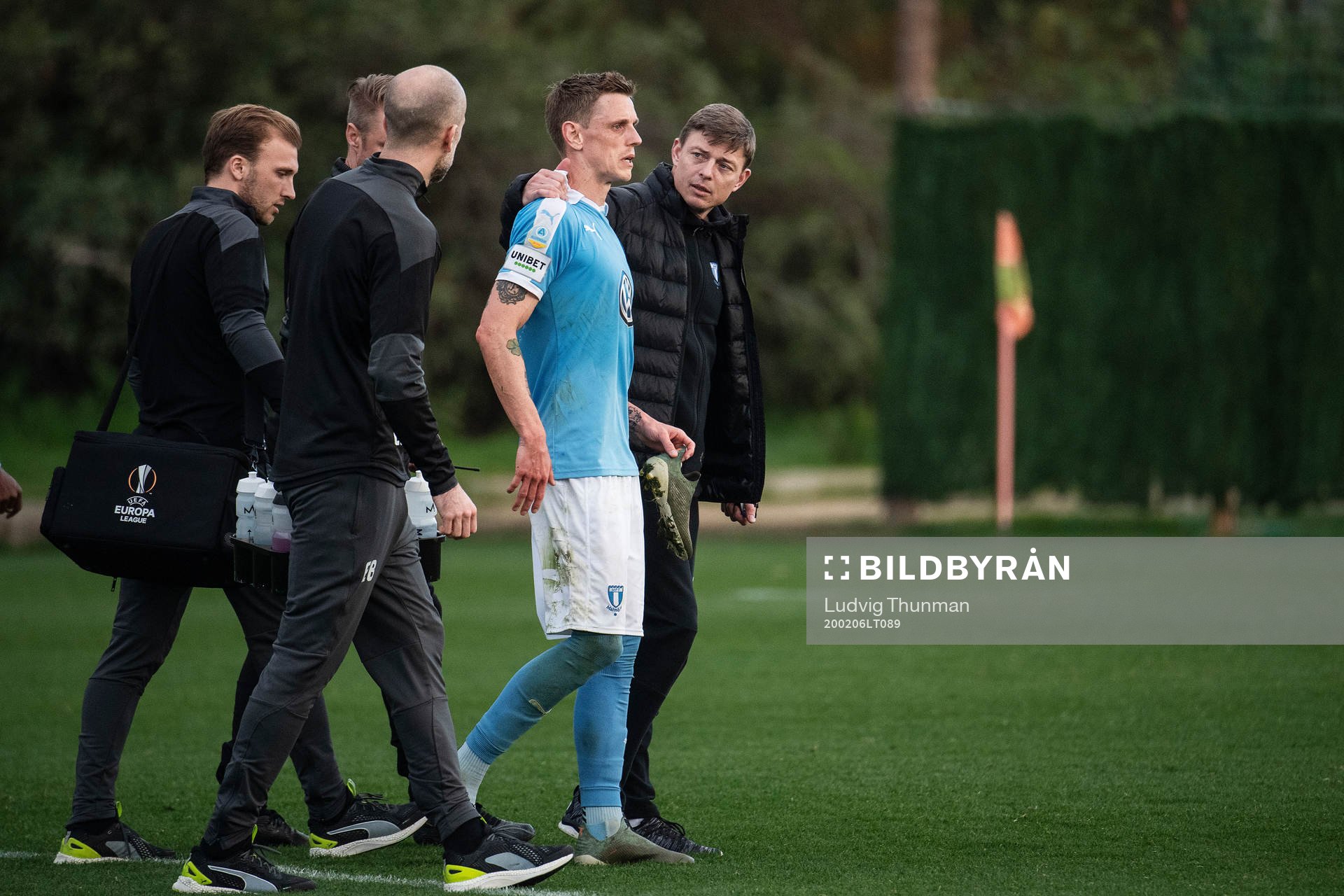 Sören Rieks and Jon Dahl Tomasson, head coach of Malmö FF during the friendly match between Malmö FF and Sparta Prague on February 6, 2020 in Marbella.