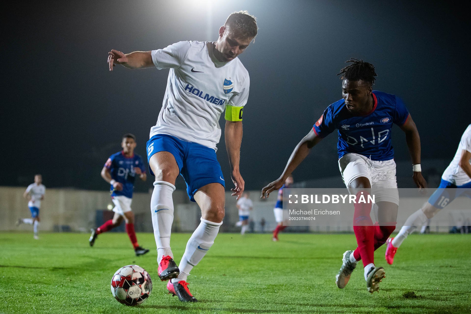 Christoffer Nyman of Norrköping and Samuel Adekugbe of