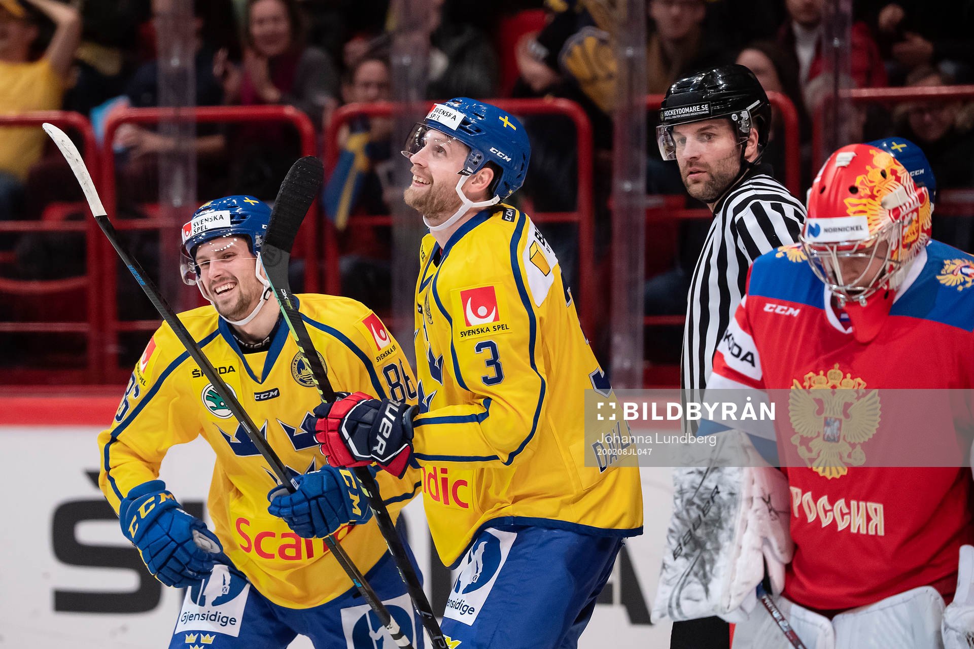 Mathias Bromé and Klas Dahlbeck of Sweden celebrate the