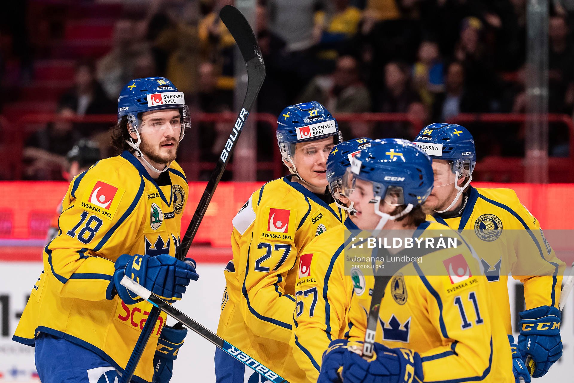 Dennis Everberg, Nils Lundkvist and Samuel Fagemo celebrate