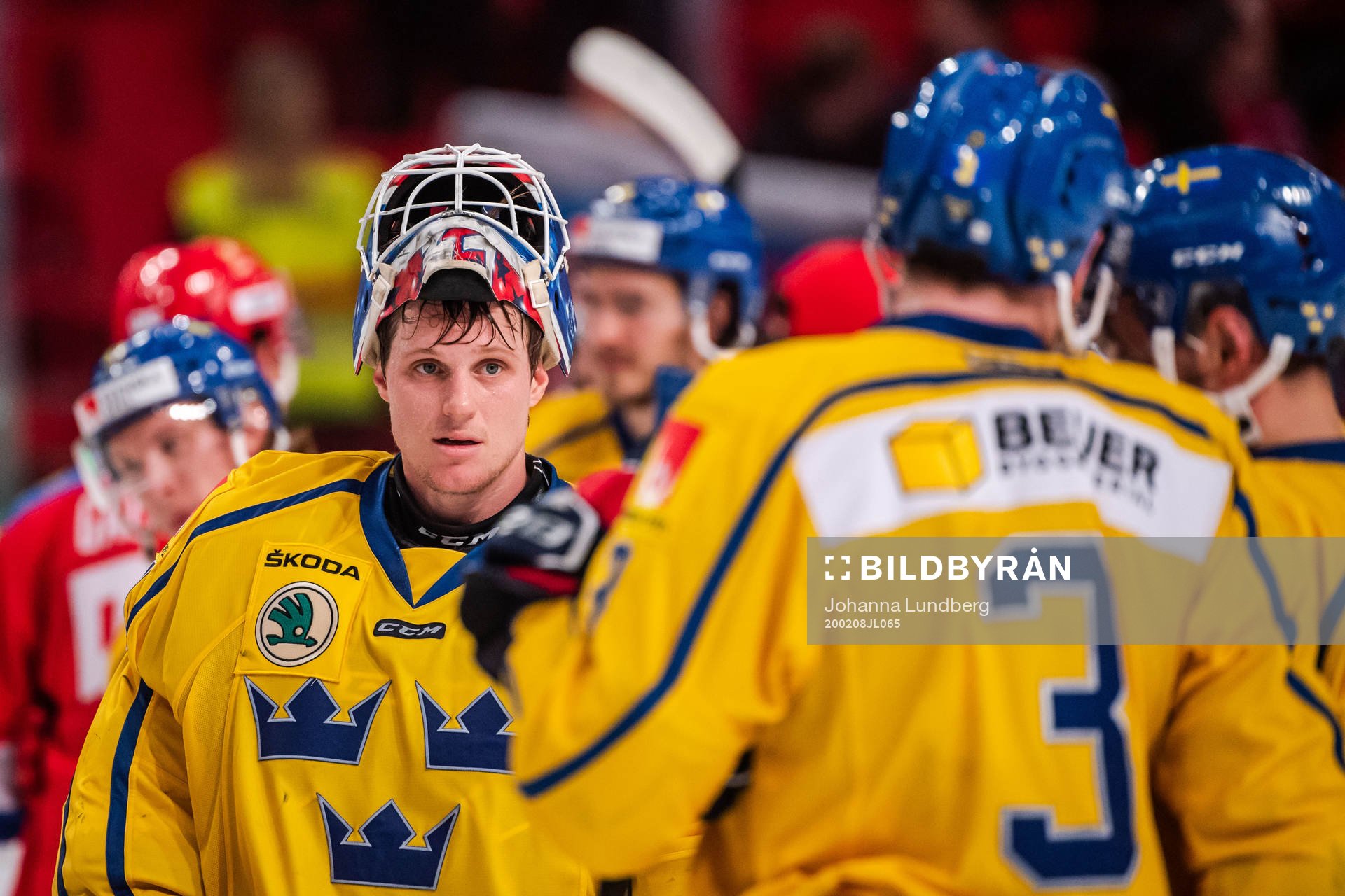 Goaltender Lars Johansson of Sweden