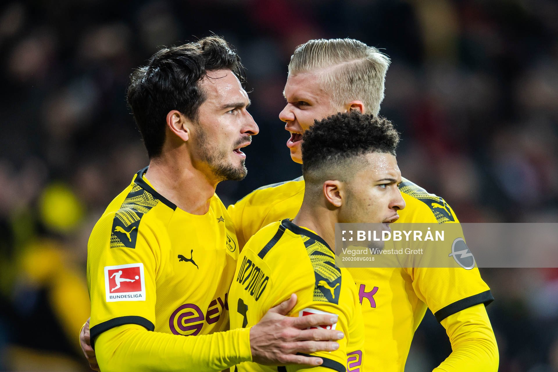 Achraf Hakimi, Erling Braut Haaland and Jadon Sancho of
