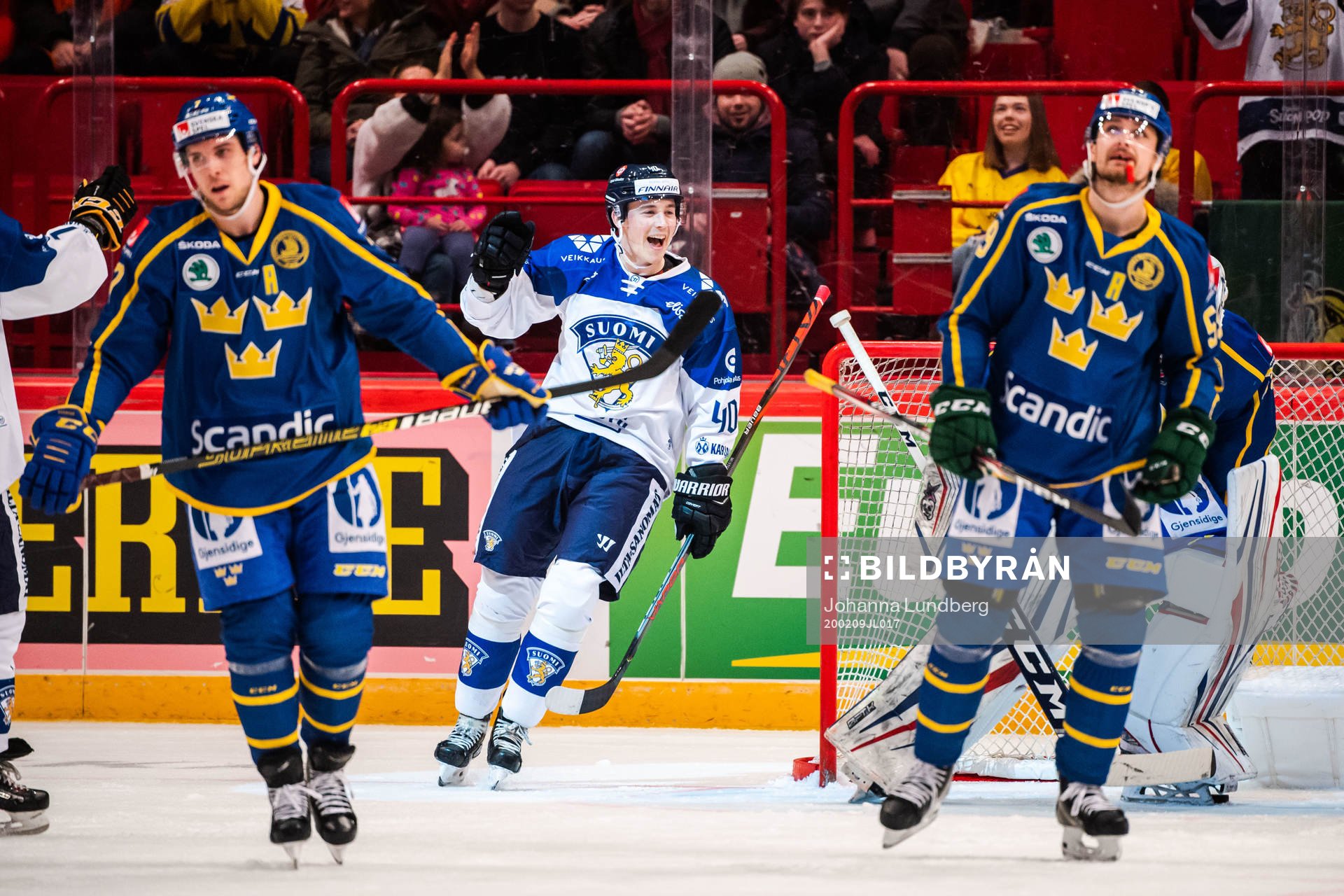 Joel Mustonen of Finland celebrates