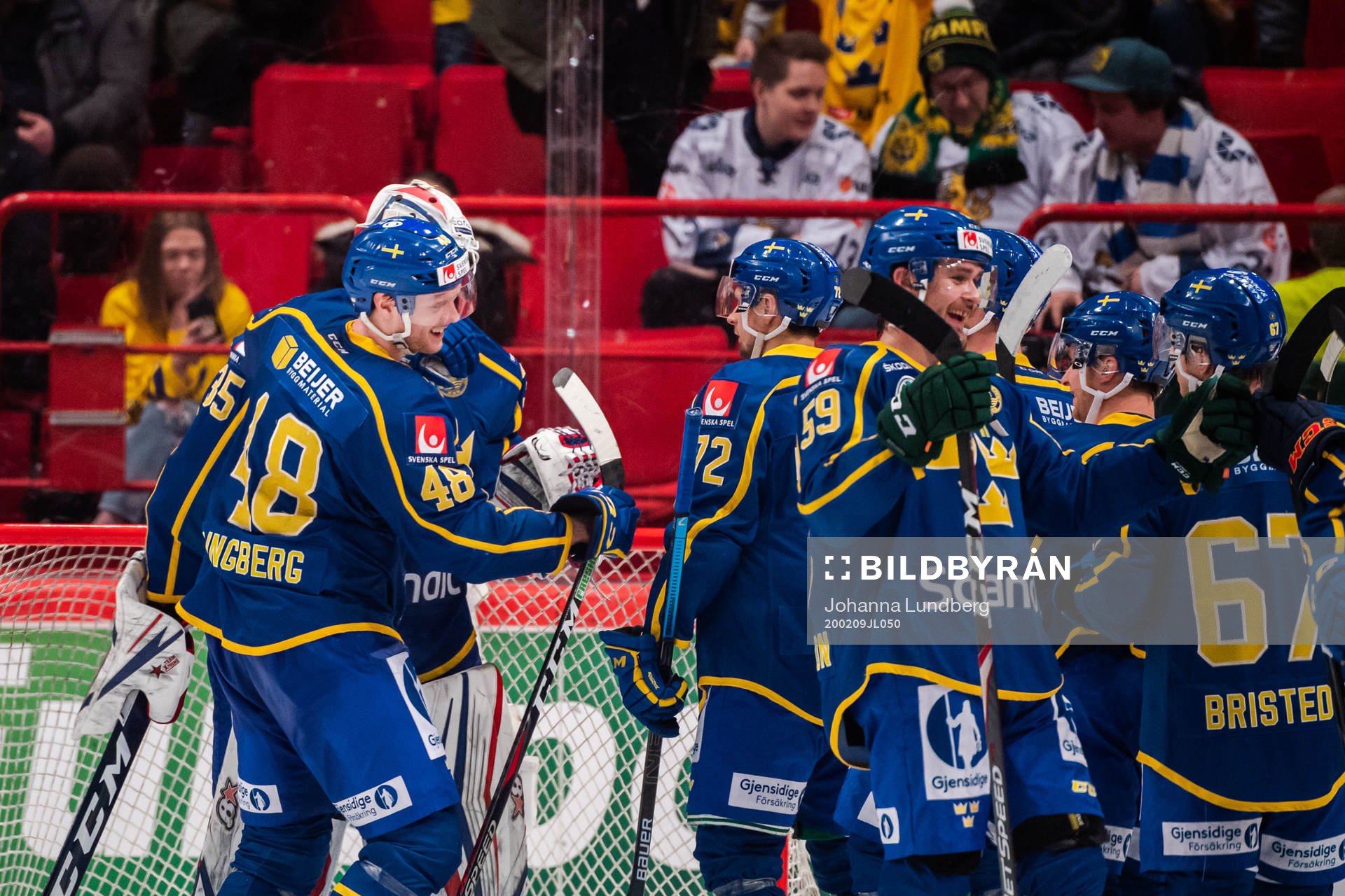 Carl Klingberg, goaltender Magnus Hellberg and Linus