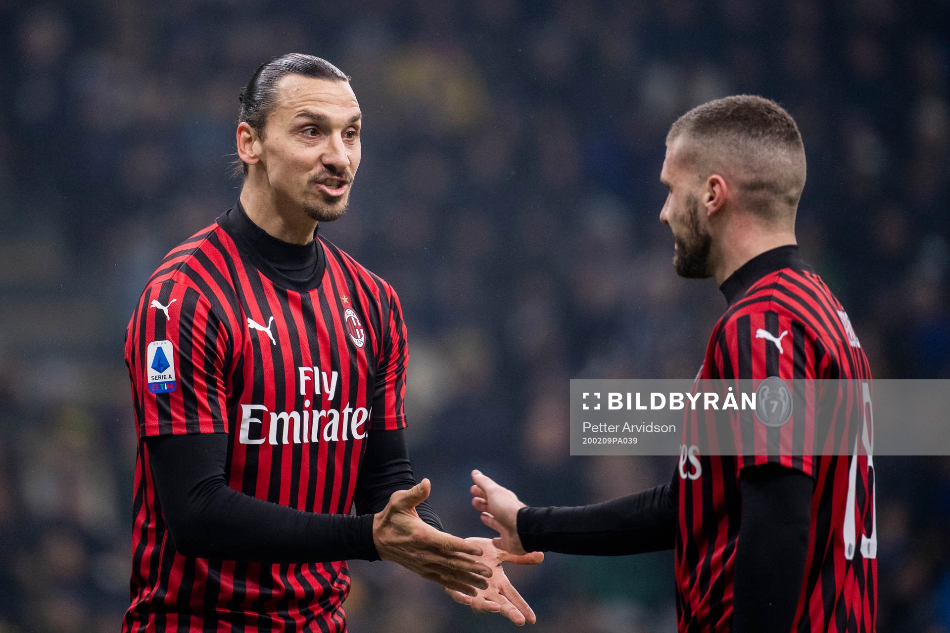 Zlatan Ibrahimovic and Ante Rebic of Milan