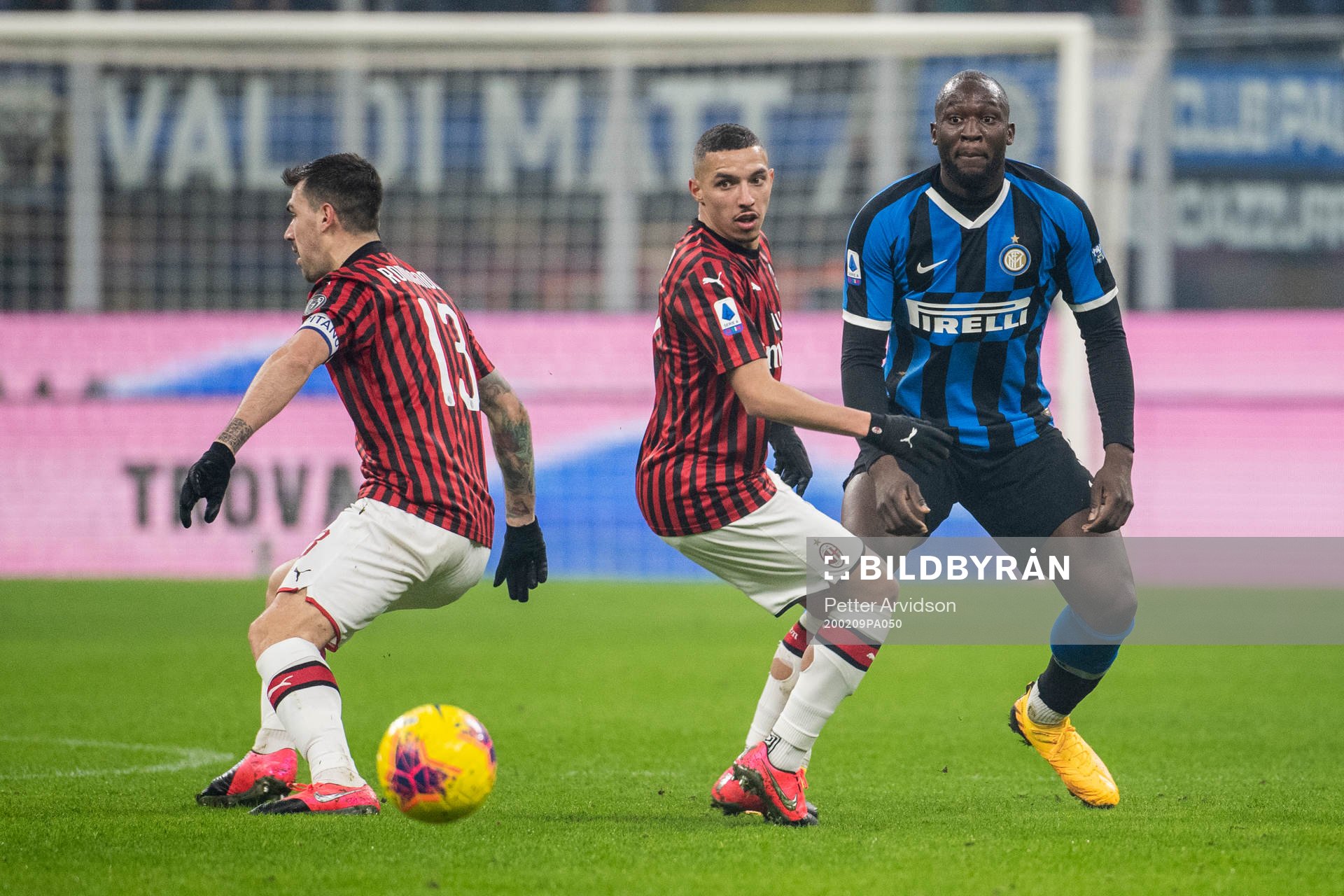 Romelu Lukaku of Inter and Ismael Bennacer of Milan