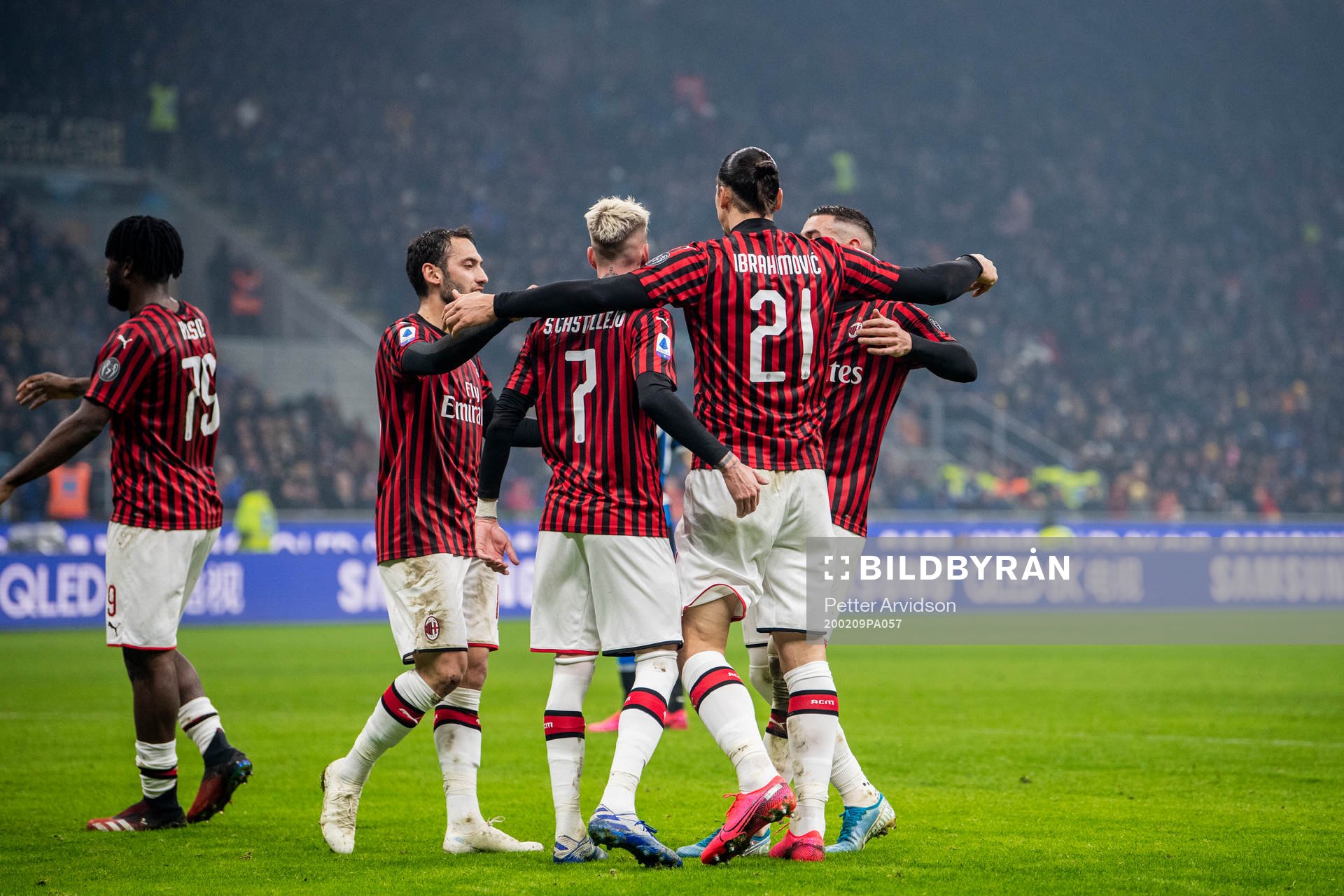 Zlatan Ibrahimovic, Samuel Castillejo and Hakan Calhanoglu