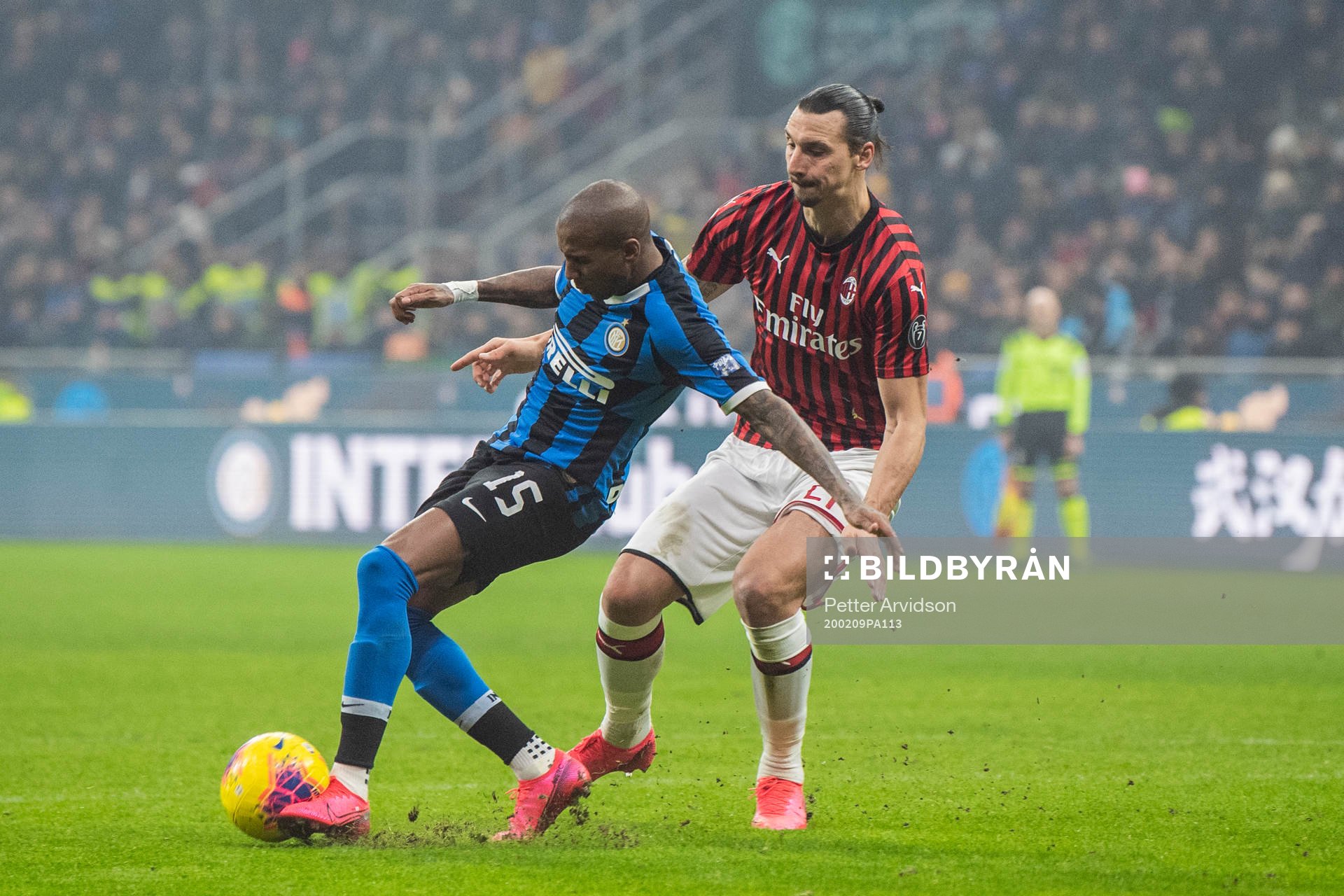 Ashley Young of Inter and Zlatan Ibrahimovic of Milan
