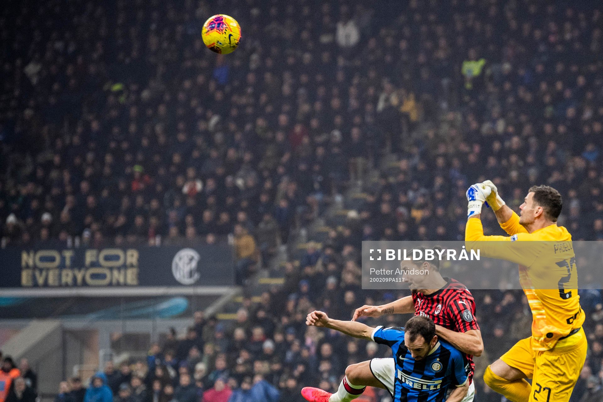 Zlatan Ibrahimovic of Milan against goalkeeper Daniele