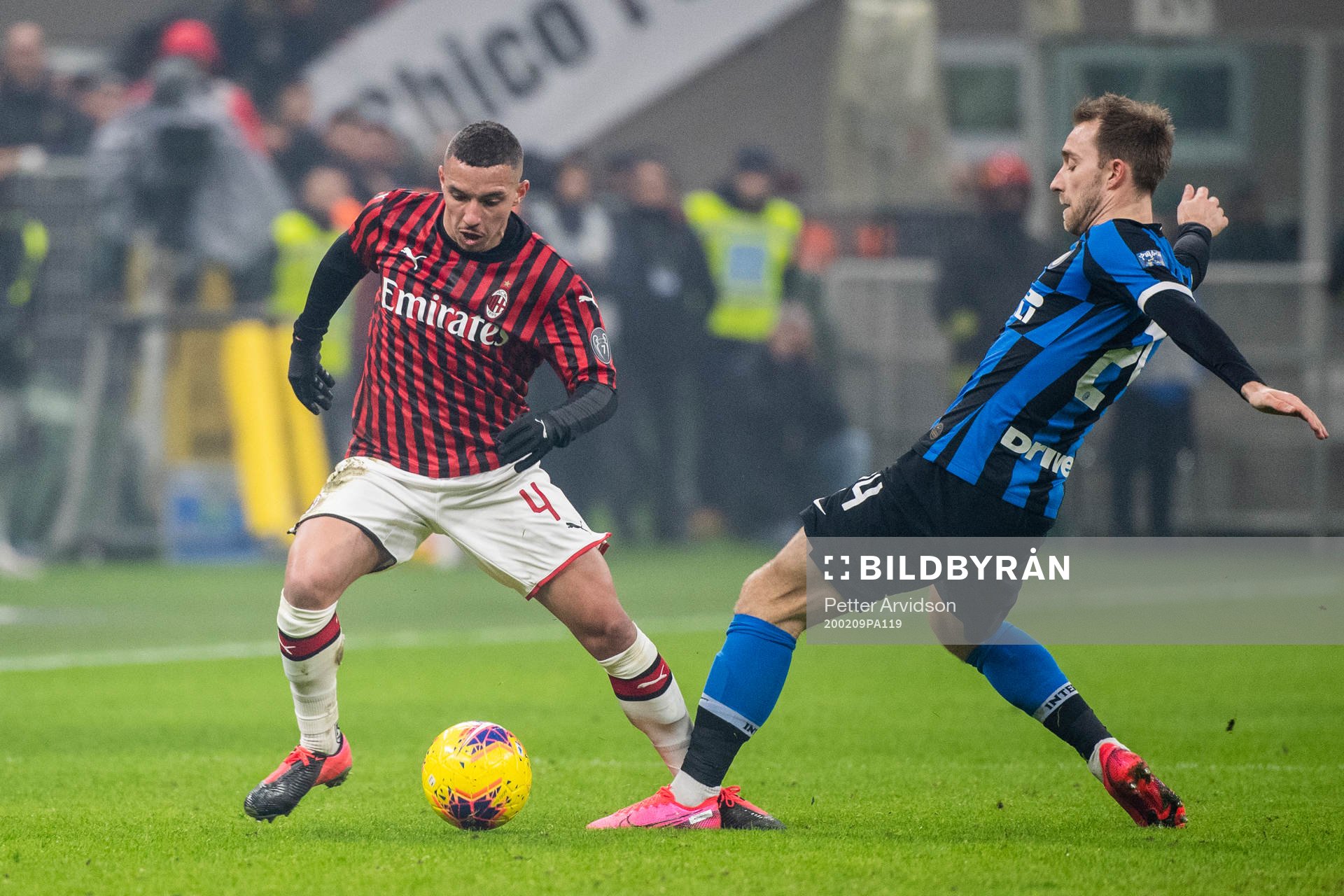 Ismael Bennacer of Milan and Christian Eriksen of Inter