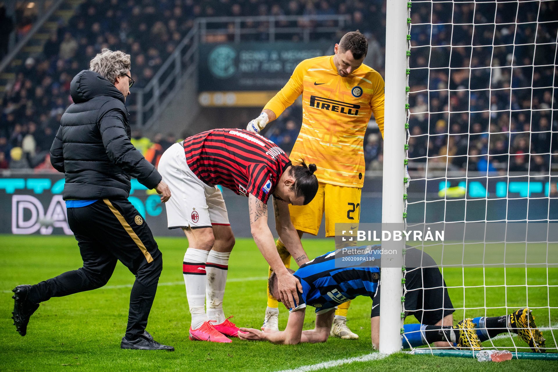 Zlatan Ibrahimovic of Milan and Milan Skriniar of Inter