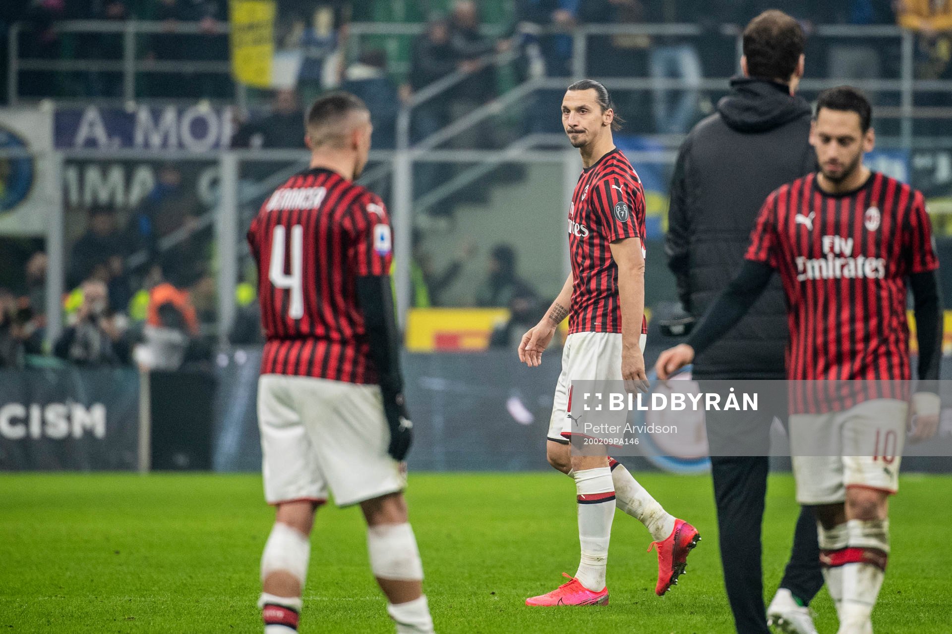 Zlatan Ibrahimovic of Milan looks dejected