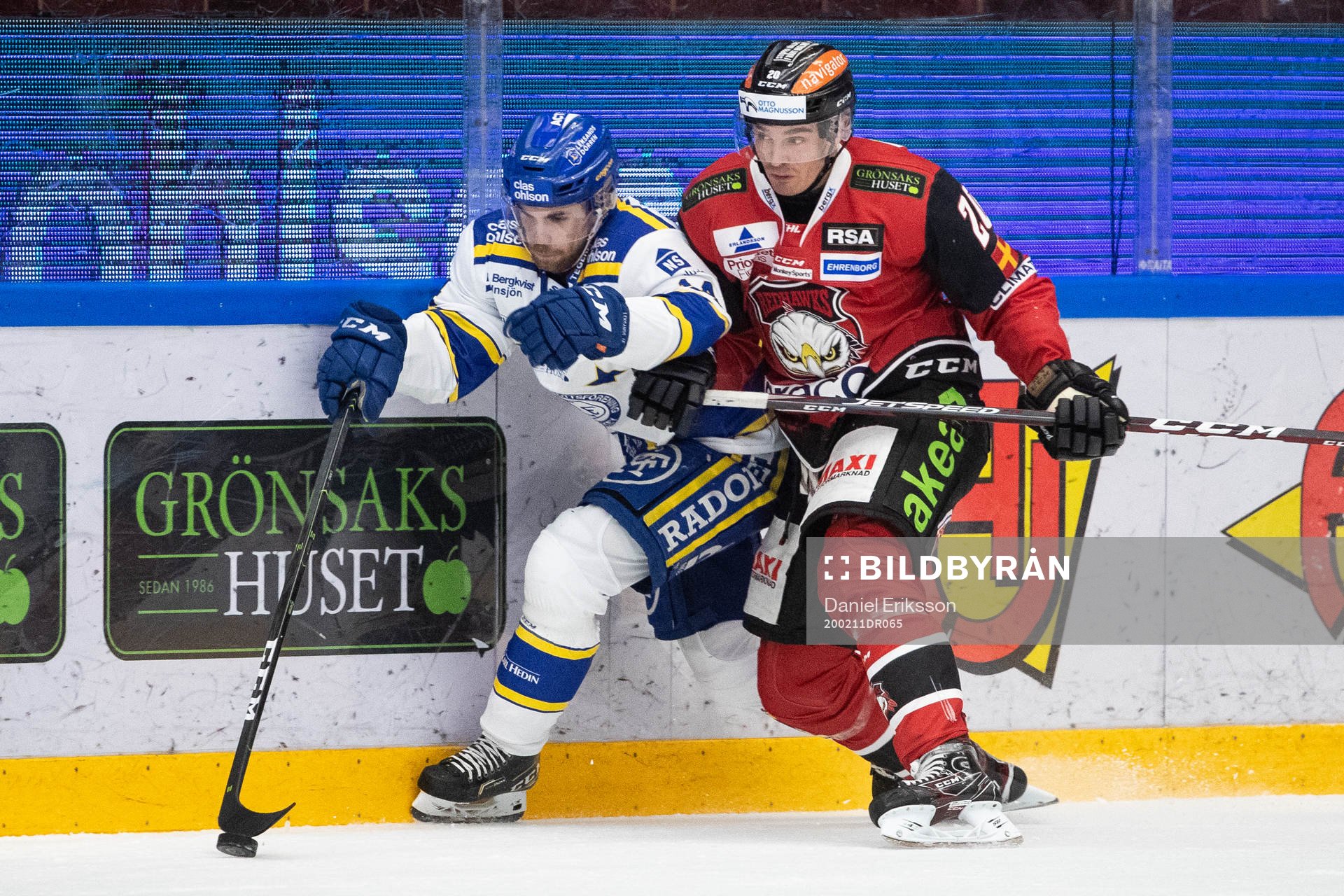 Leksands Oskar Lang och Malmö Redhawks Henrik Hetta