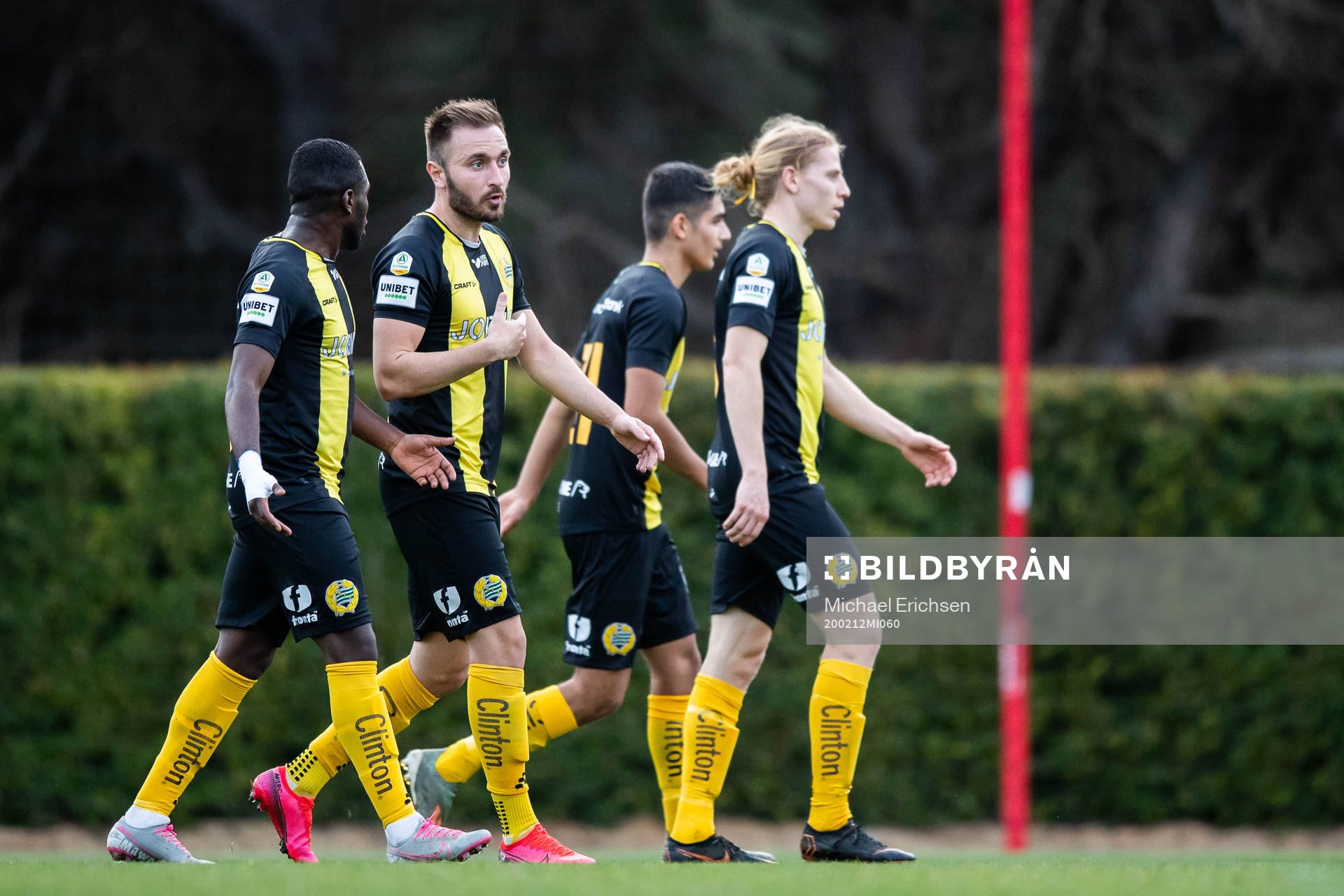 Muamer Tankovic of Hammarby celebrate with teammates