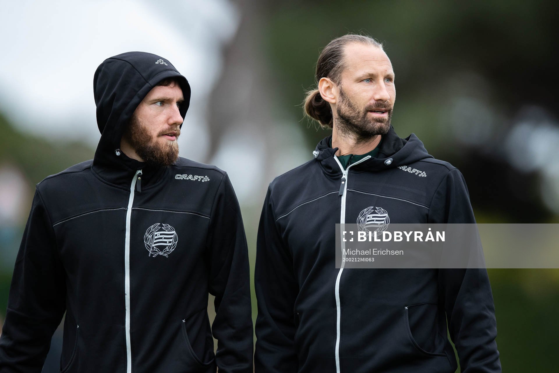 Simon Sandberg and goalkeeper Johan Wiland of Hammarby