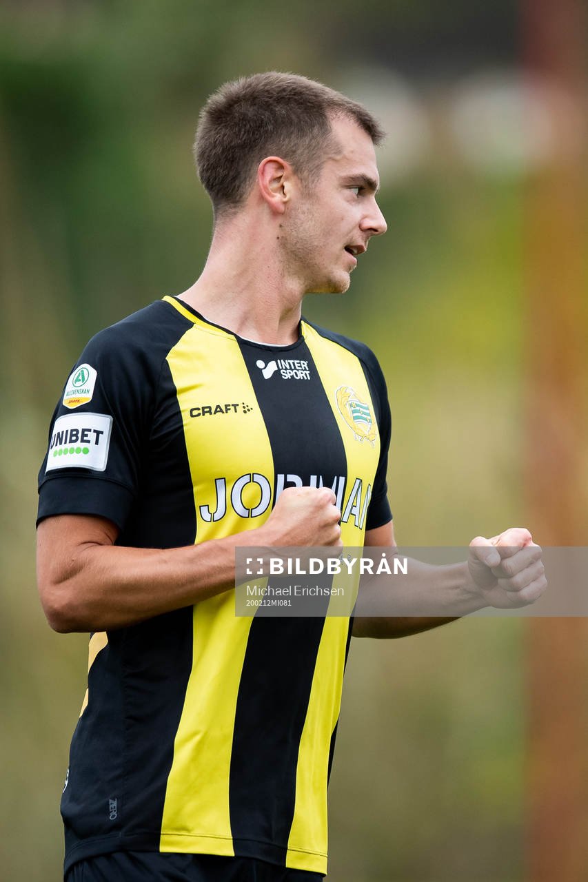 Alexander Kacaniklic of Hammarby celebrates scoring 1-1 during the friendly football match between Hammarby and Farense on February 12, 2020 in Algarve.