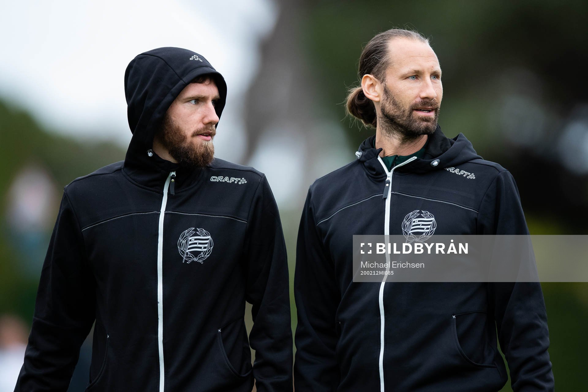 Simon Sandberg and goalkeeper Johan Wiland of Hammarby