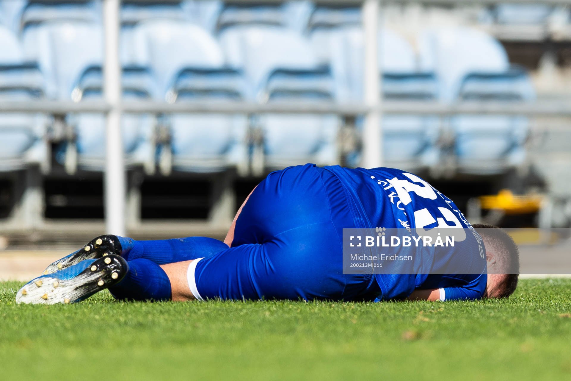 Emil Holm of IFK Göteborg in pain due to an injury that