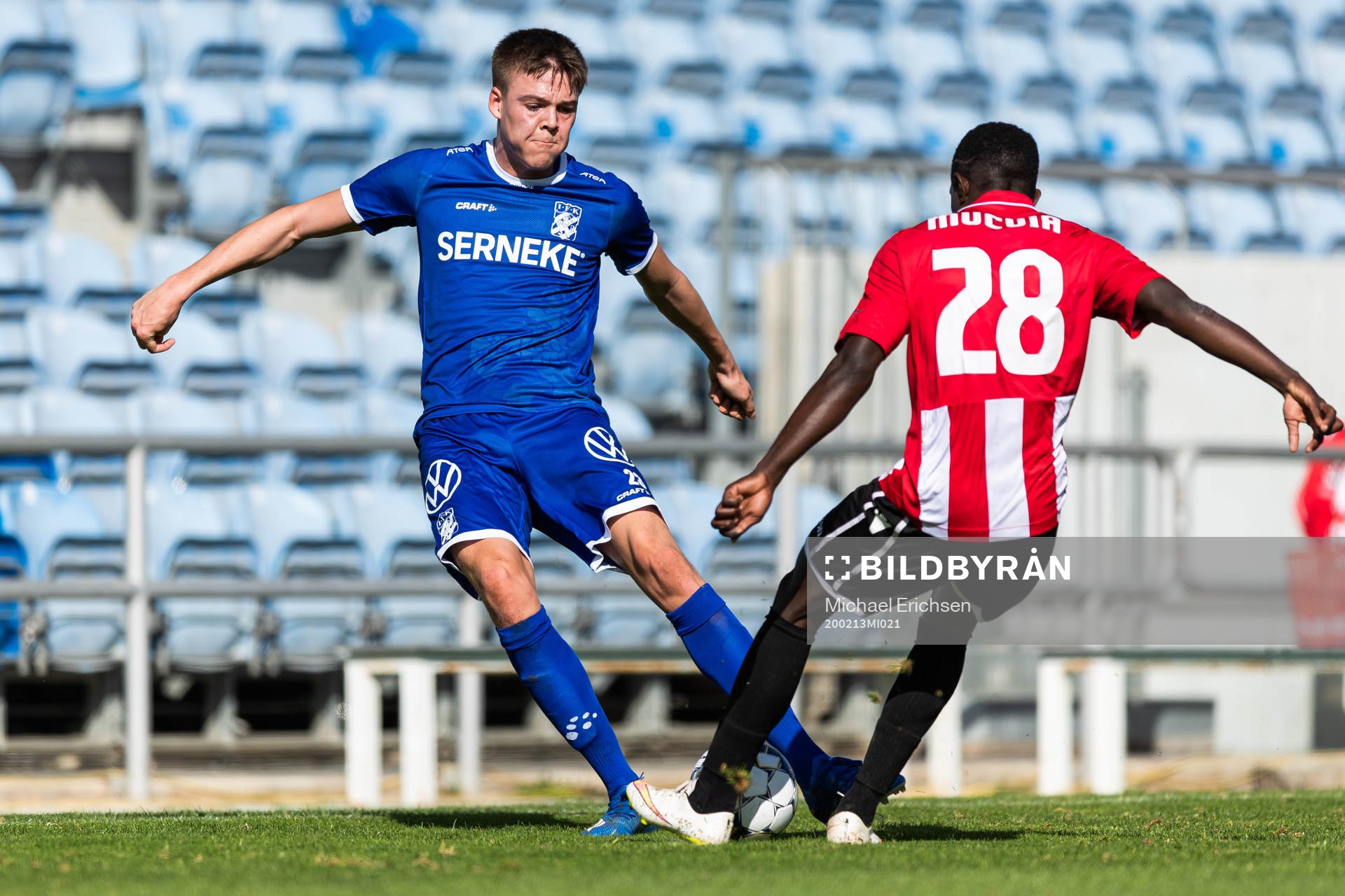 Emil Holm of IFK Göteborg in a duel where received an