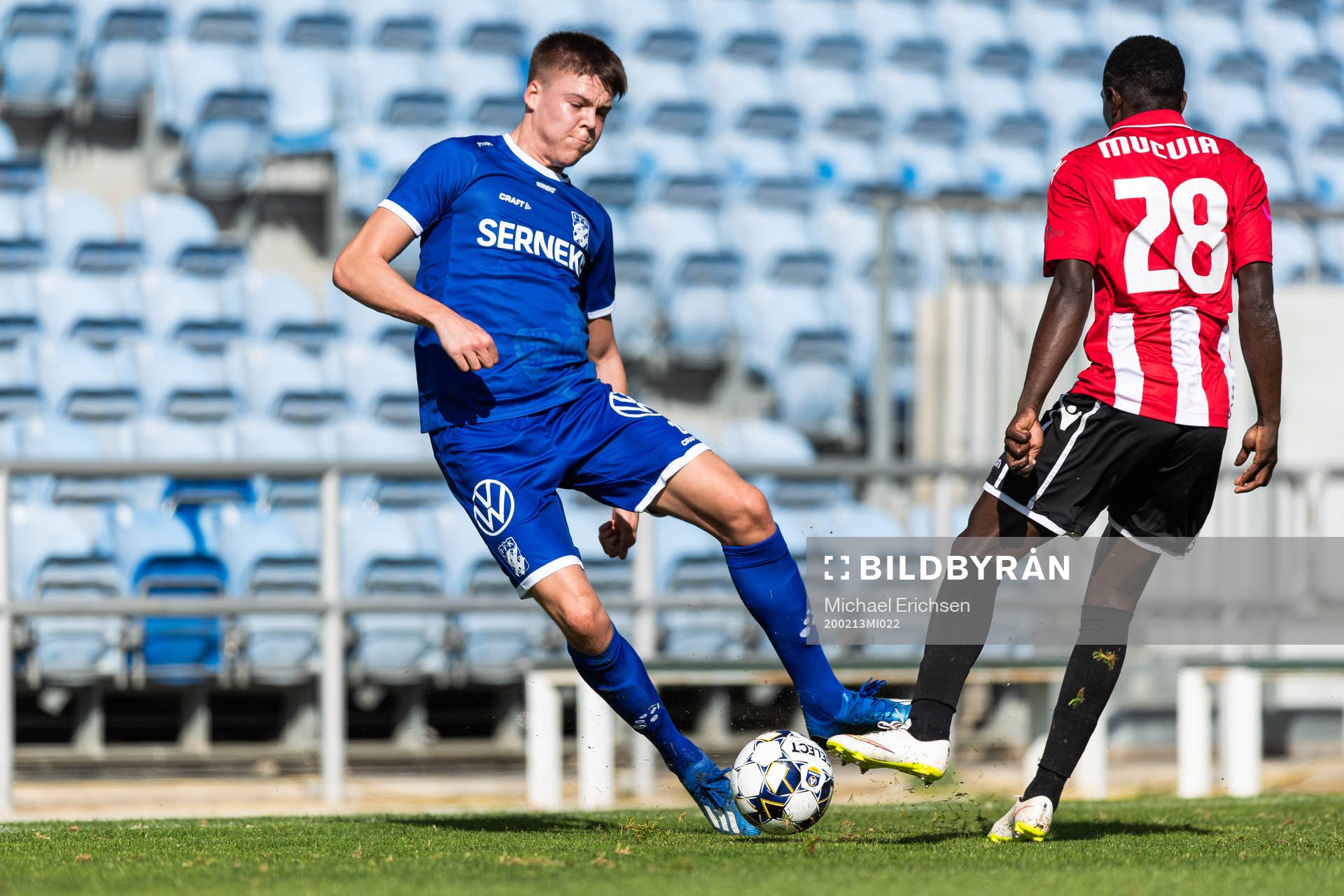 Emil Holm of IFK Göteborg in a duel where received an