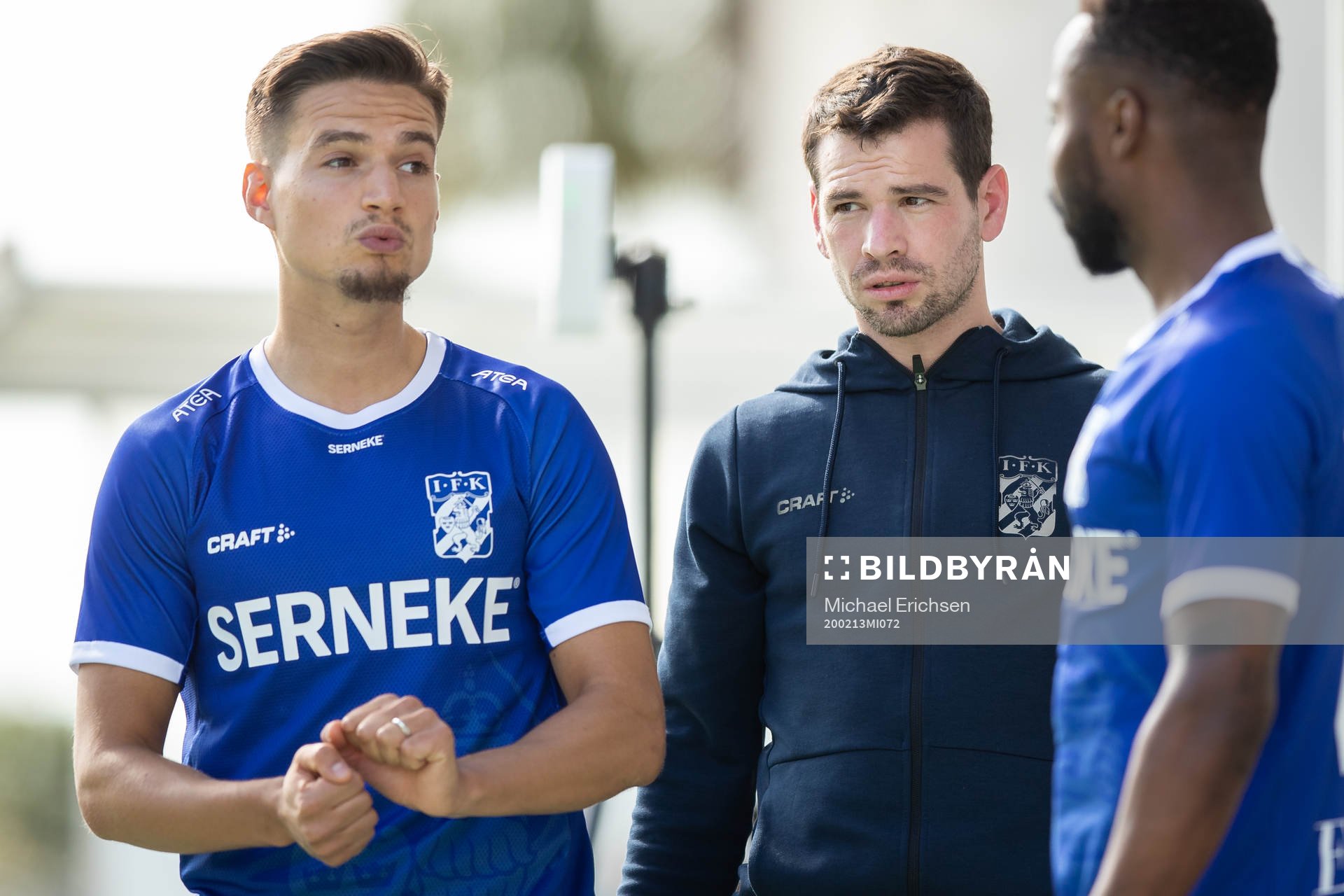 Amin Affane and assistant coach Ferran Sibila of IFK
