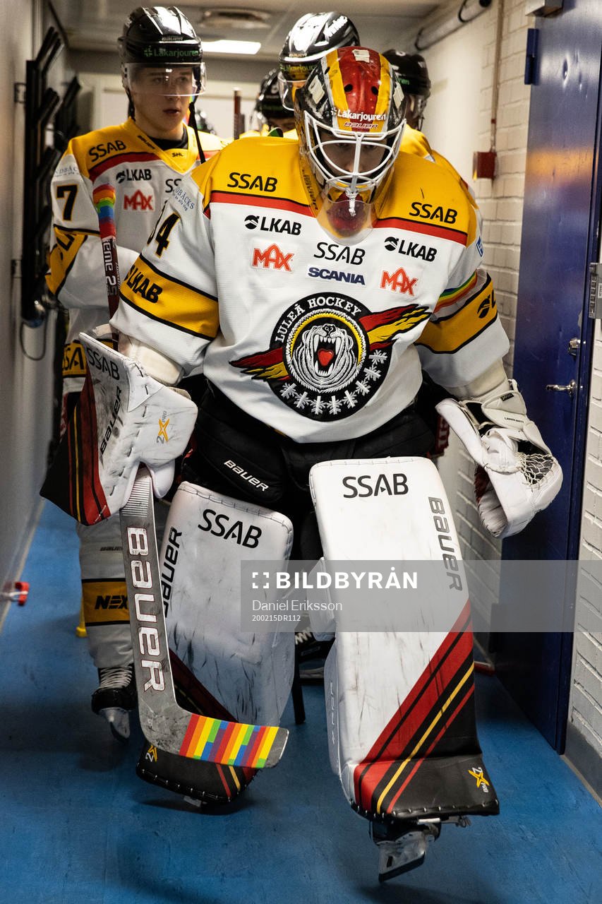Luleås målvakt Joel Lassinantti  innan ishockeymatchen i
