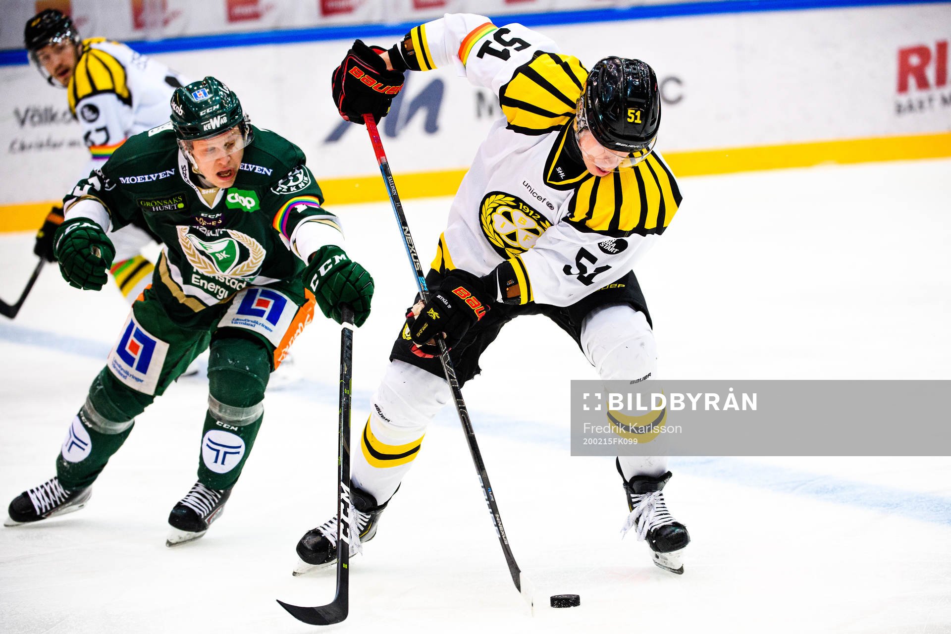 Färjestads Daniel Viksten och Brynäs Tomi Sallinen